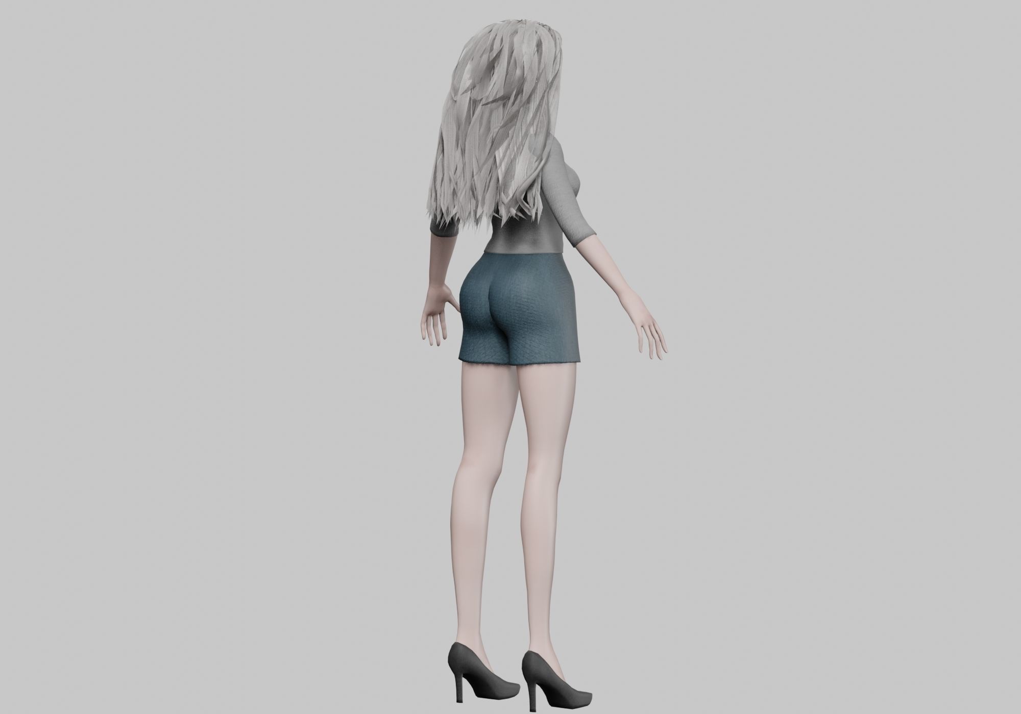 cartoon blond girl V30641  Low-poly 3D model_5