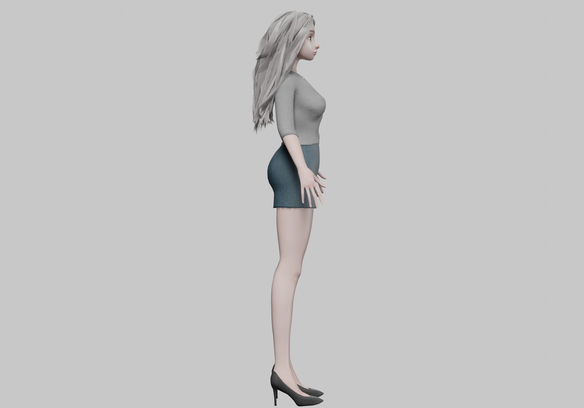 cartoon blond girl V30641  Low-poly 3D model_4