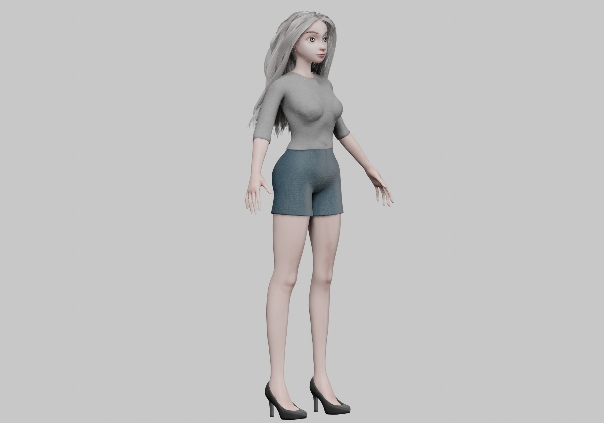 cartoon blond girl V30641  Low-poly 3D model_3