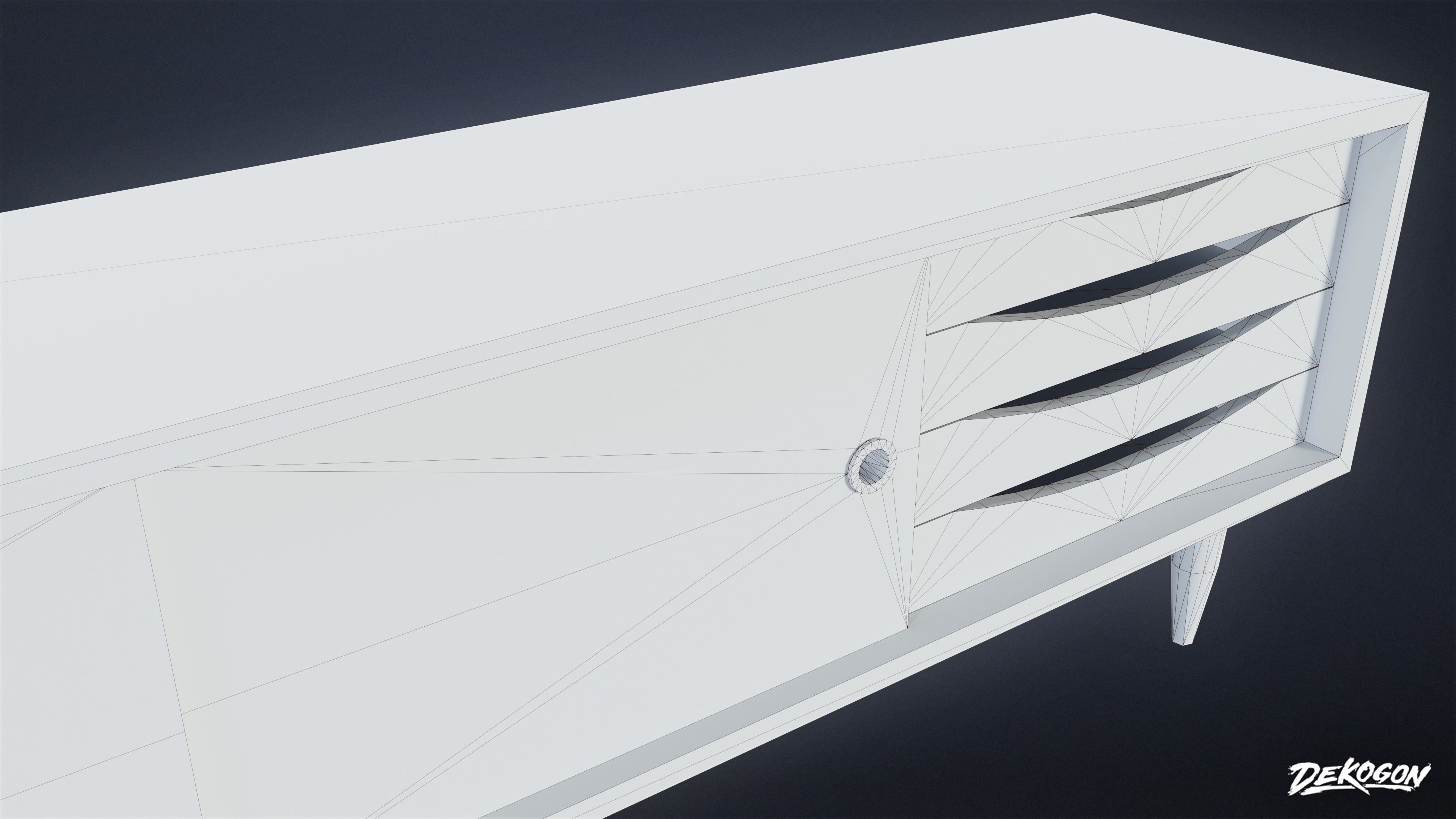 MIDCENTURY - Media Console 01 - LOW POLY Low-poly 3D model_7