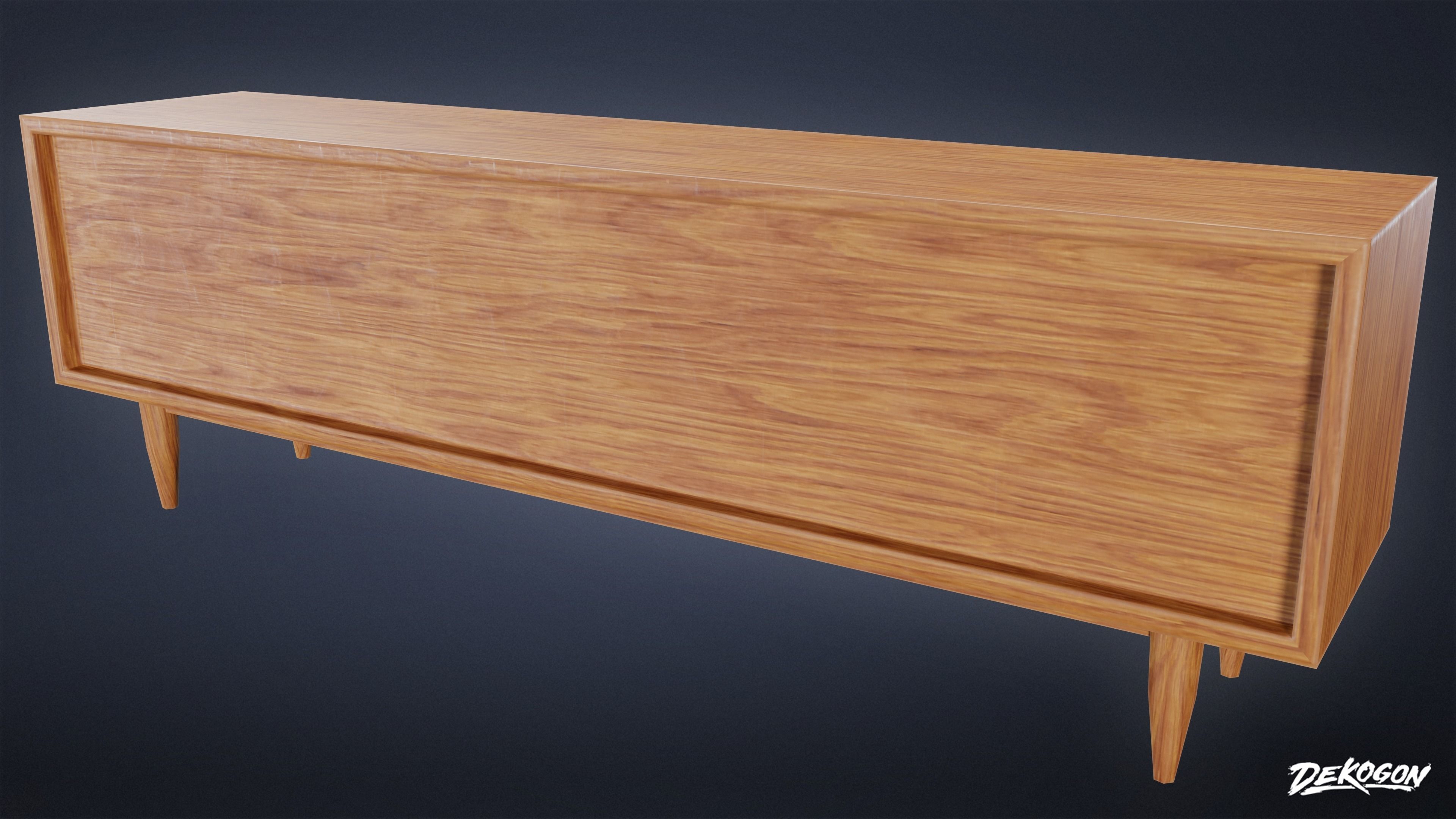 MIDCENTURY - Media Console 01 - LOW POLY Low-poly 3D model_3