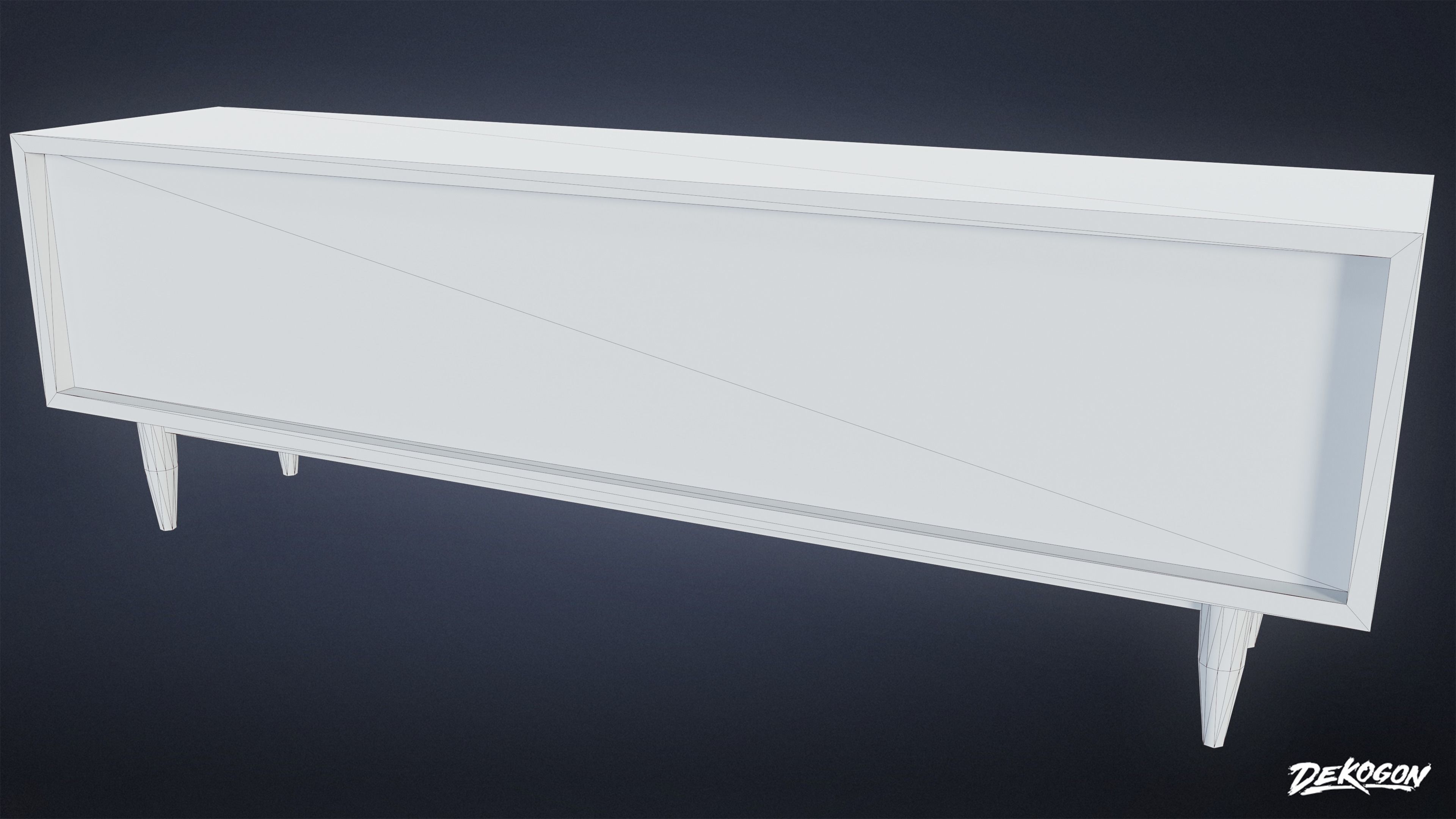 MIDCENTURY - Media Console 01 - LOW POLY Low-poly 3D model_9