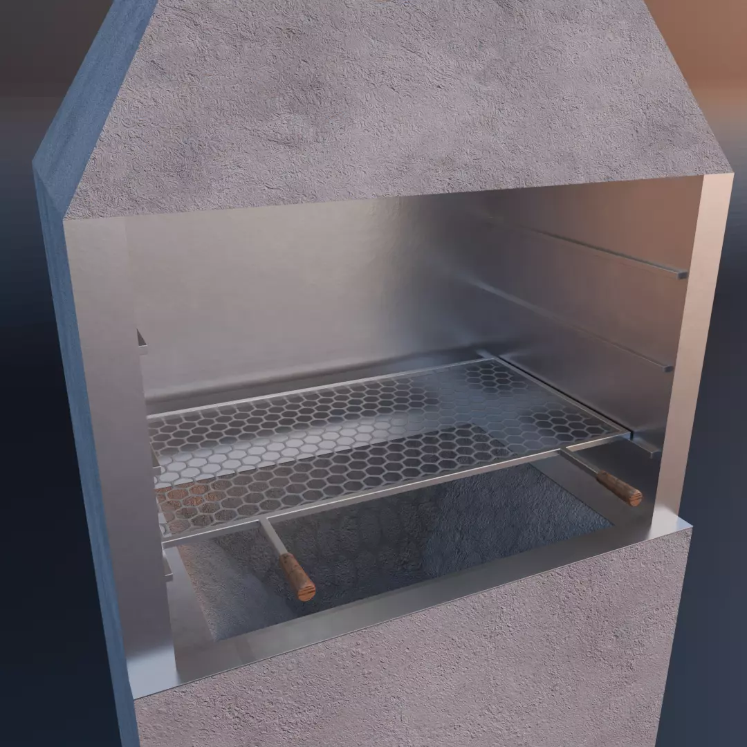 precast concrete and aluminum barbecue 3D model