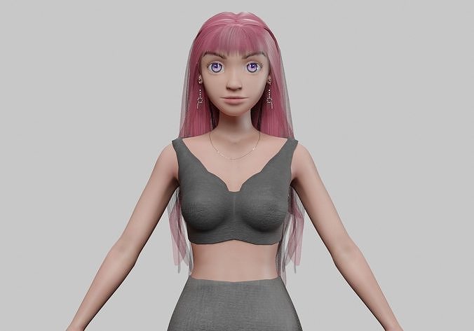 pretty teen girl V33133  Low-poly 3D model