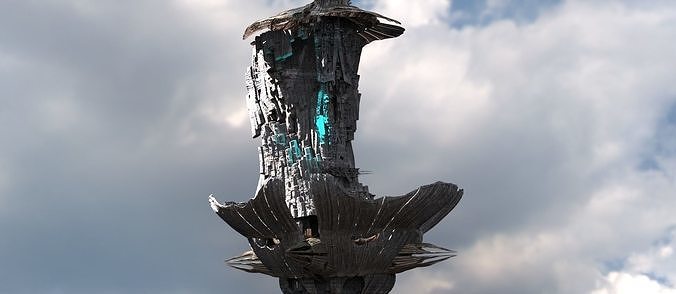 Floating Sci fi Shroomcliff 2 3D model