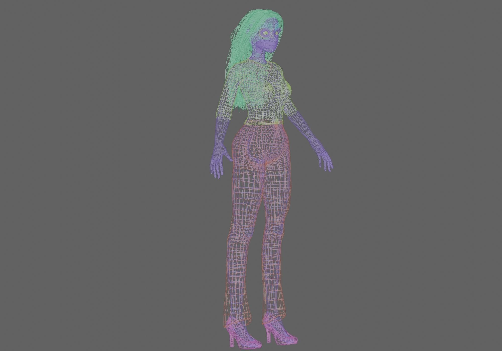 lovely pretty girl V31065  Low-poly 3D model_11