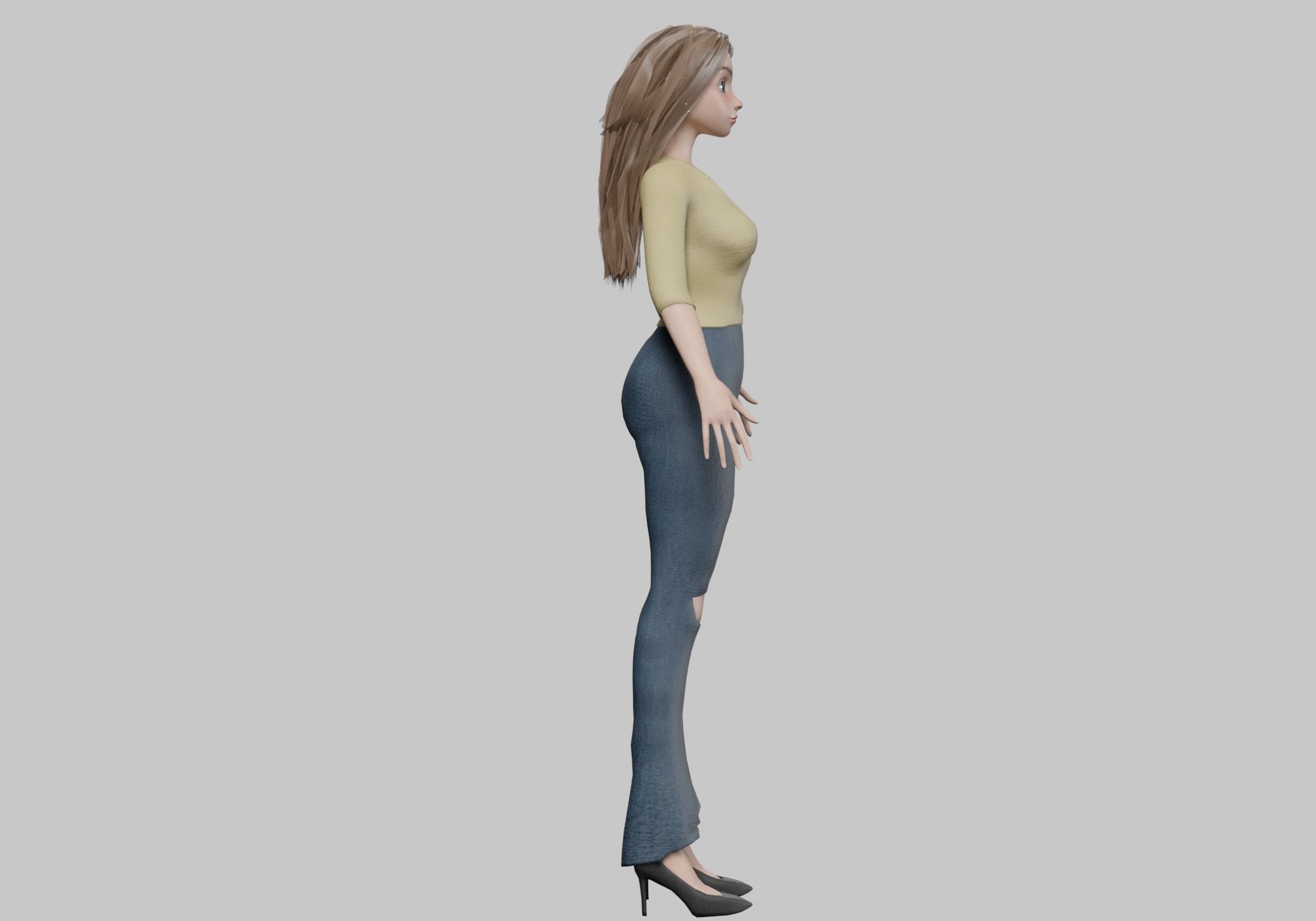 lovely pretty girl V31065  Low-poly 3D model_4