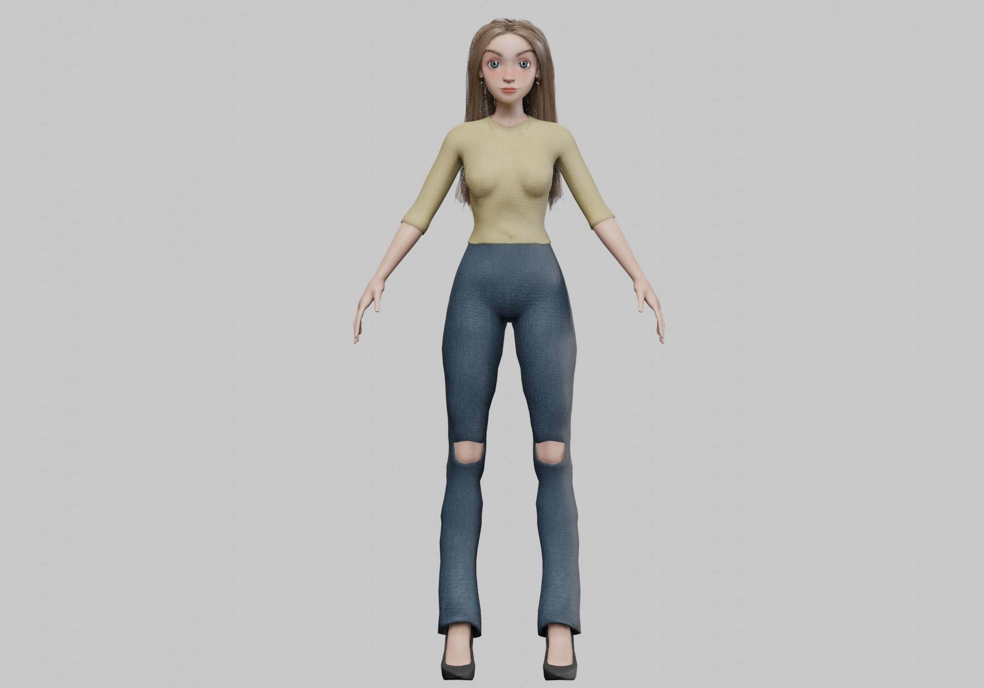 lovely pretty girl V31065  Low-poly 3D model_1