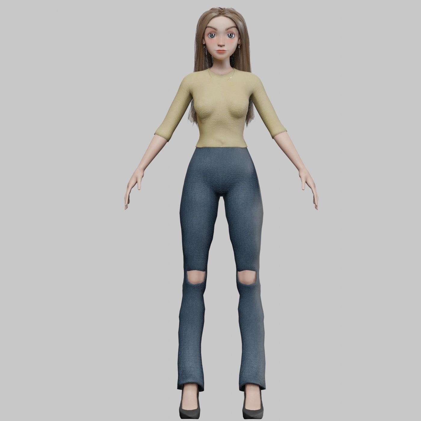 lovely pretty girl V31065  Low-poly 3D model_9