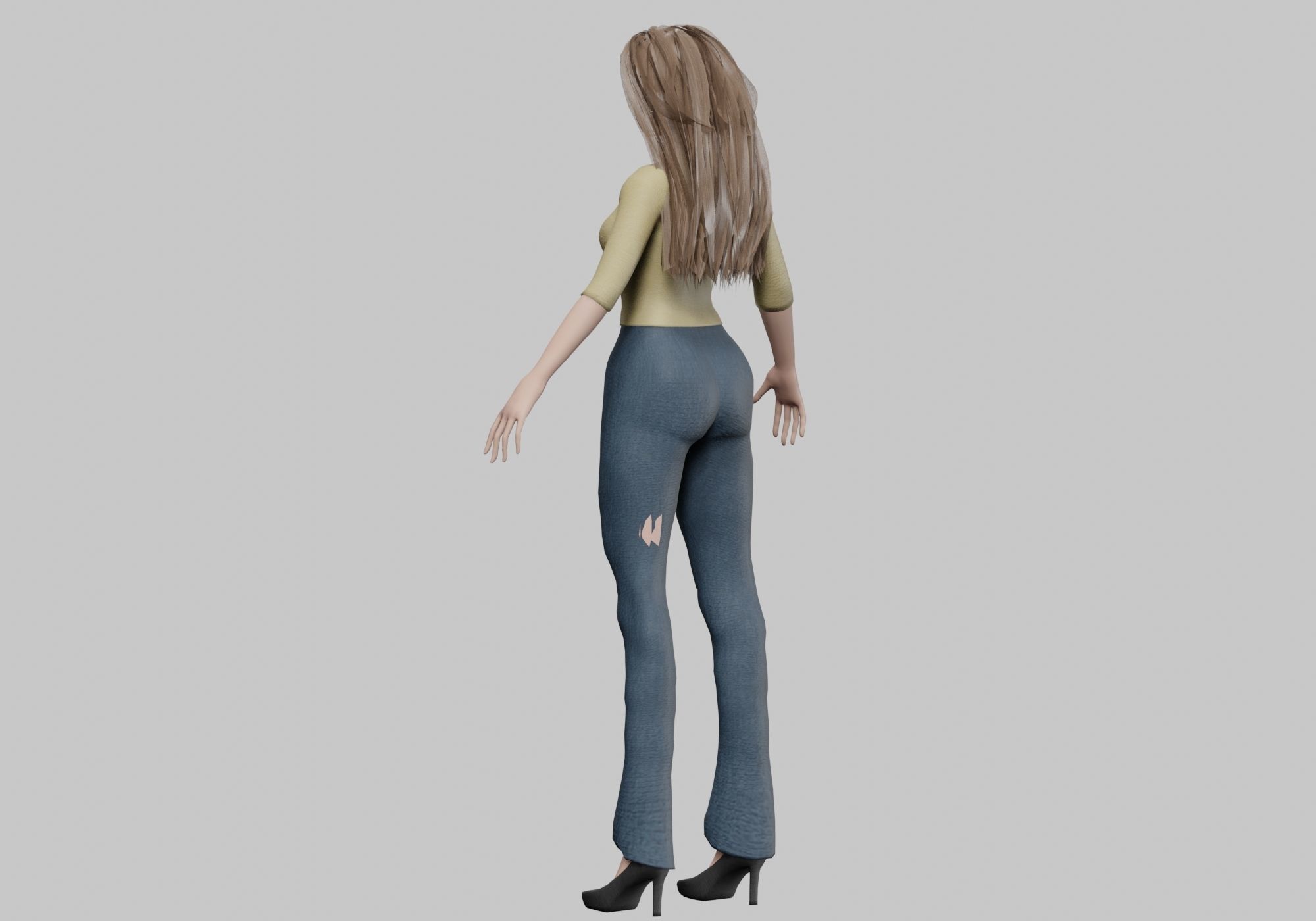 lovely pretty girl V31065  Low-poly 3D model_7