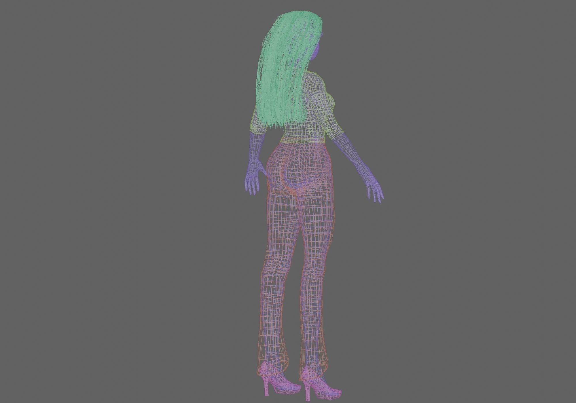 lovely pretty girl V31065  Low-poly 3D model_13