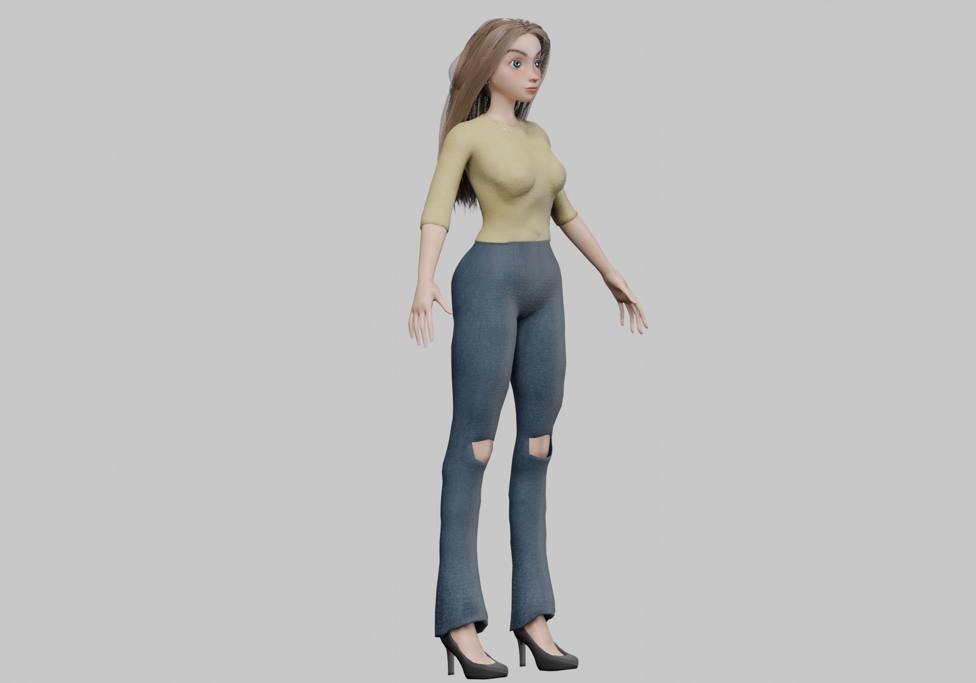 lovely pretty girl V31065  Low-poly 3D model_3