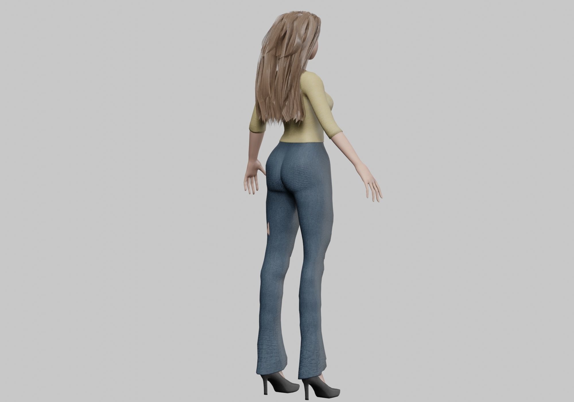 lovely pretty girl V31065  Low-poly 3D model_5