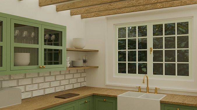Classic and rustic kitchen 3D model
