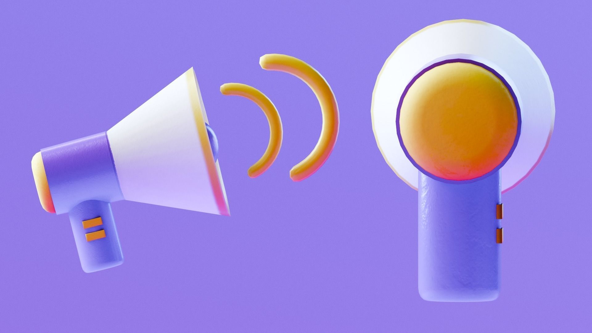 Marketing Icons - Megaphone Low-poly 3D model_1