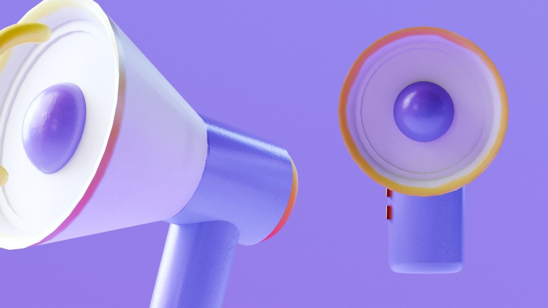 Marketing Icons - Megaphone Low-poly 3D model_2