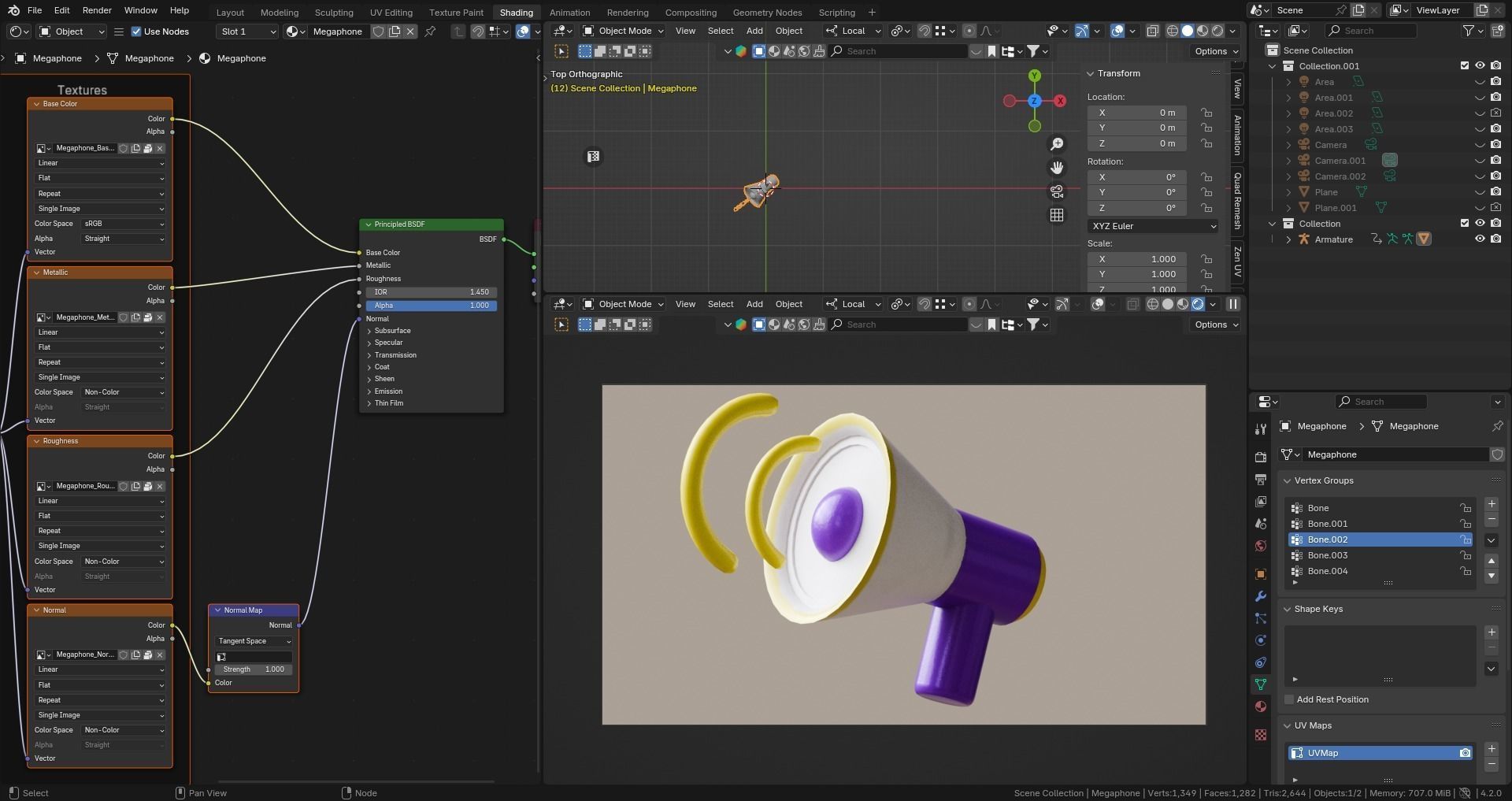 Marketing Icons - Megaphone Low-poly 3D model_6