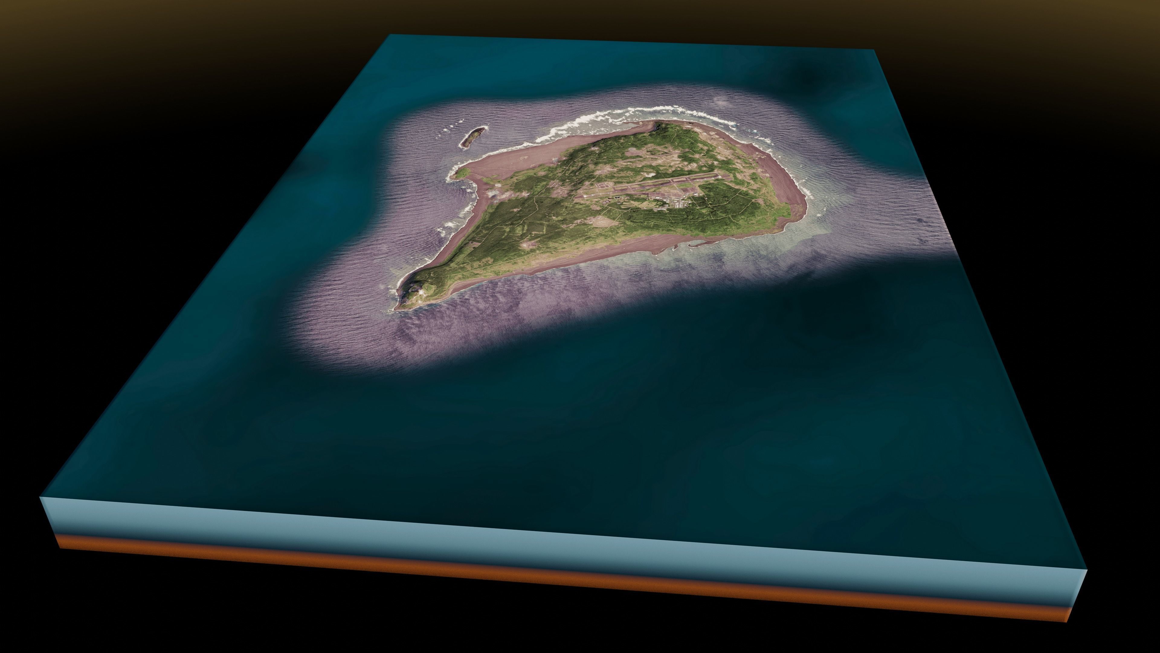 Iwo jima island 3d model terrain Low-poly 3D model_1