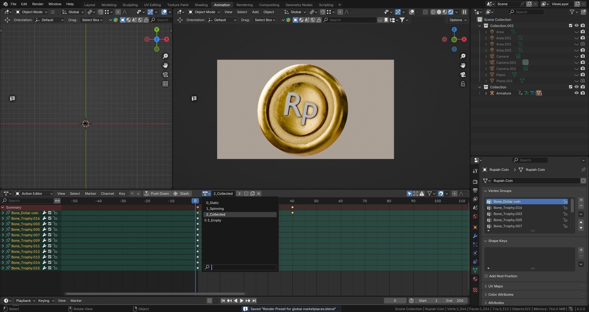 Marketing Icons - Rupiah Coin Low-poly 3D model_6