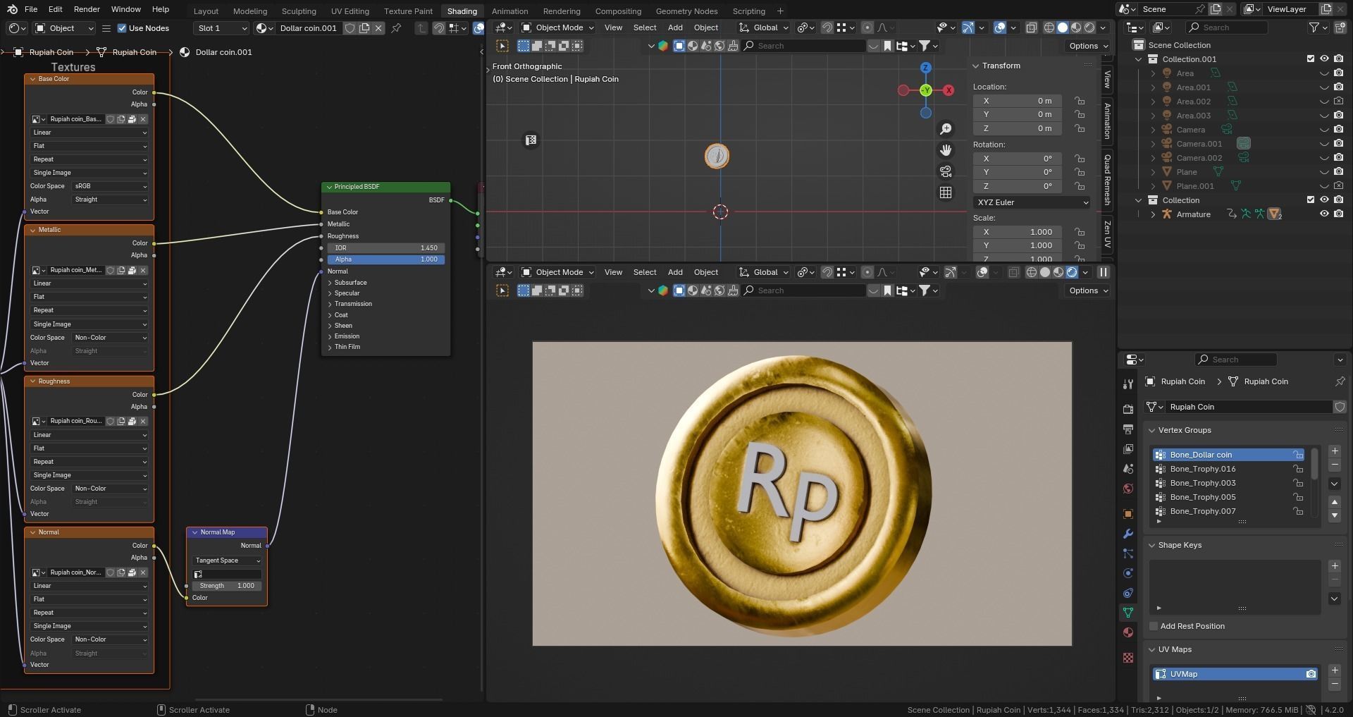 Marketing Icons - Rupiah Coin Low-poly 3D model_5