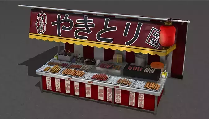 Japanese Food Stalls 3D model