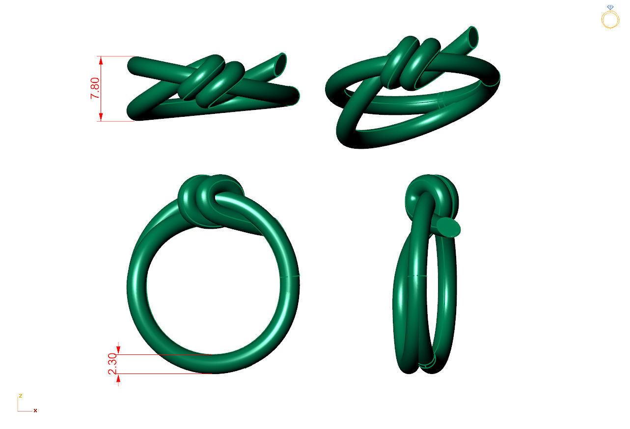 Knot Double Row Ring Tiffany size50 3D print model_3