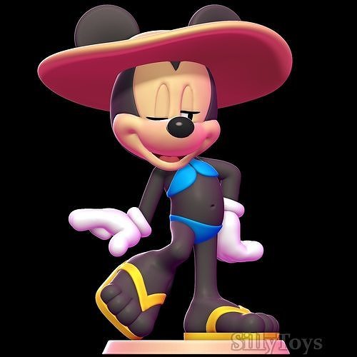 Minnie Mouse with blue Bikini 3D print model