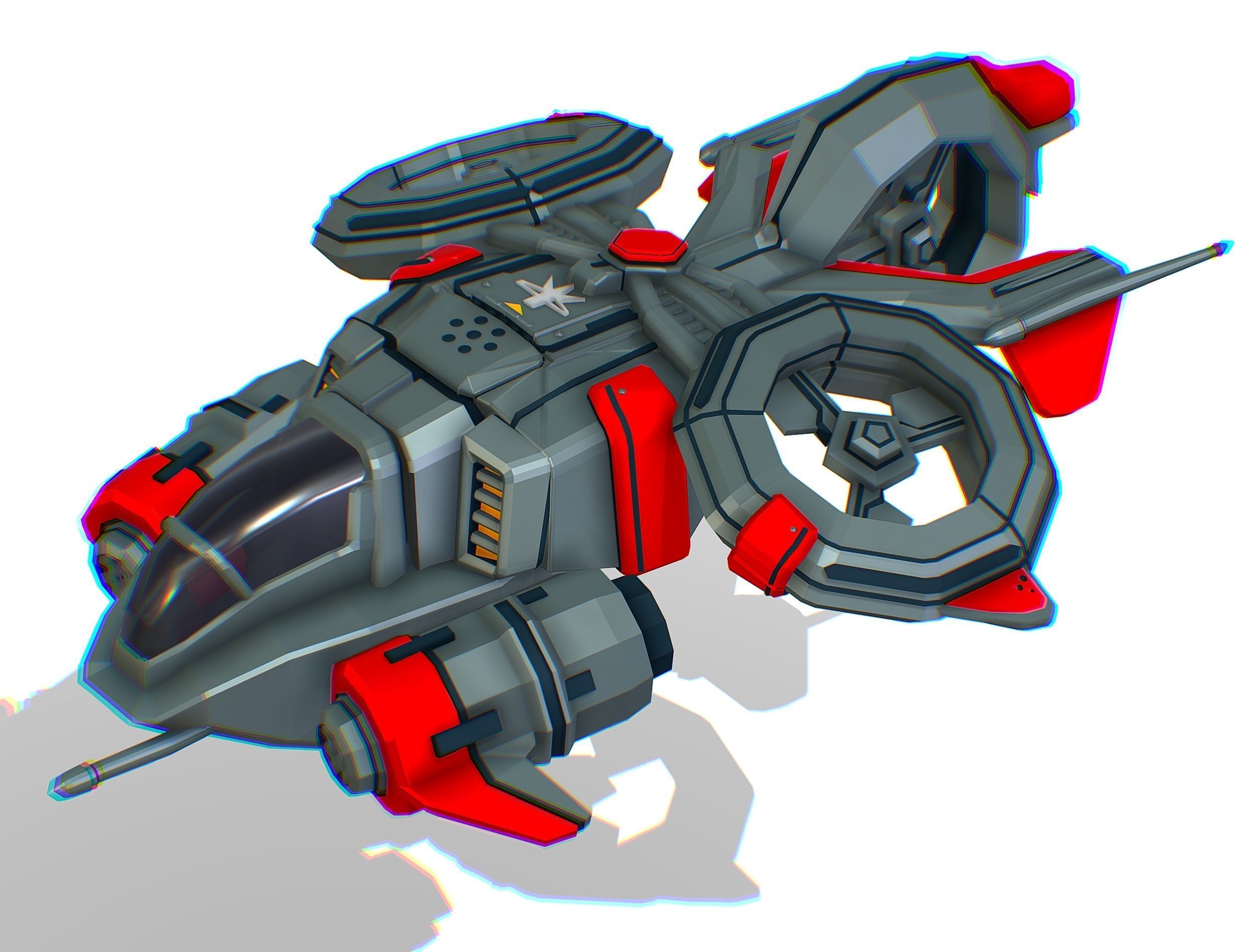 Animated Flying Military Drone 3D model_3