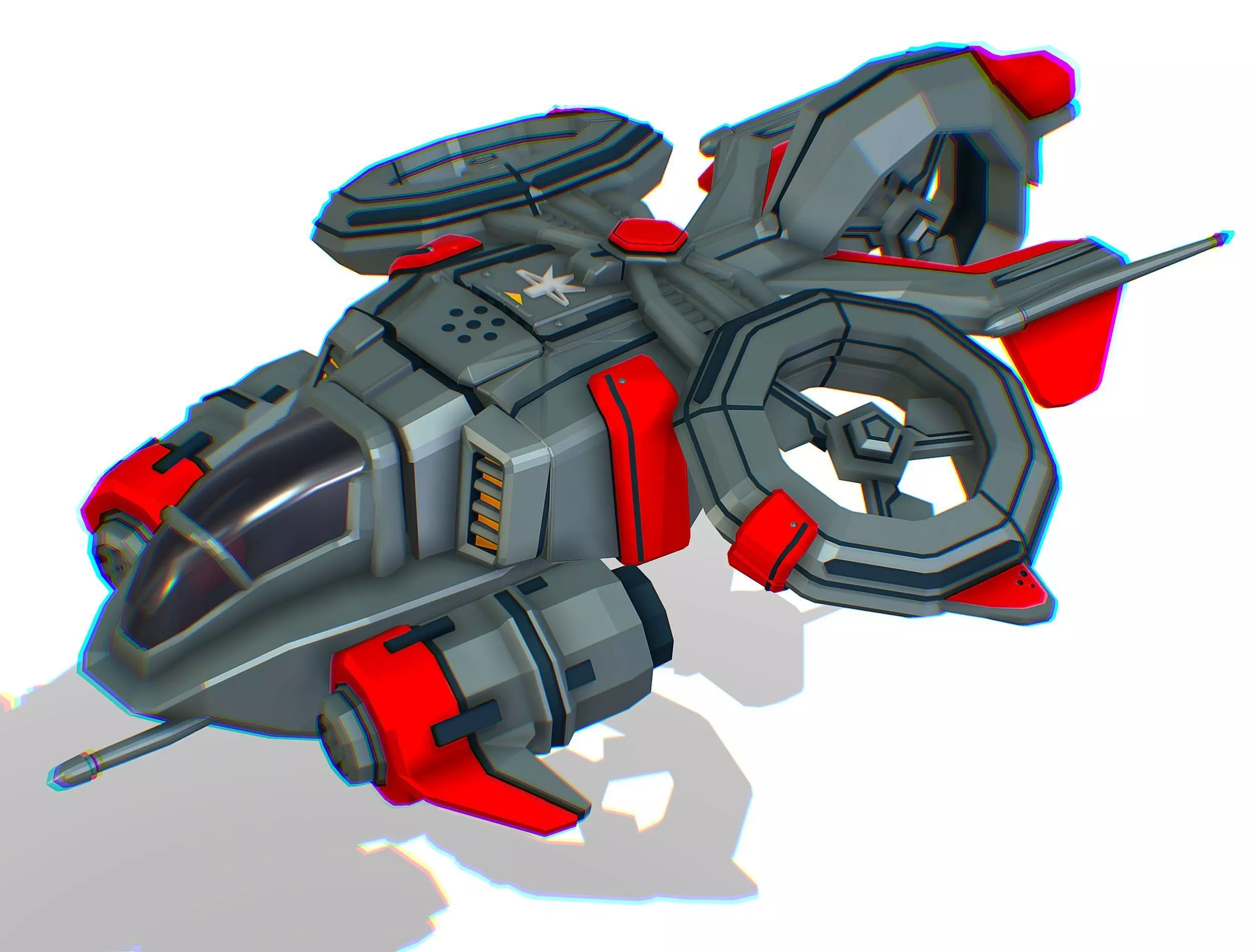 Animated Flying Military Drone 3D model_0
