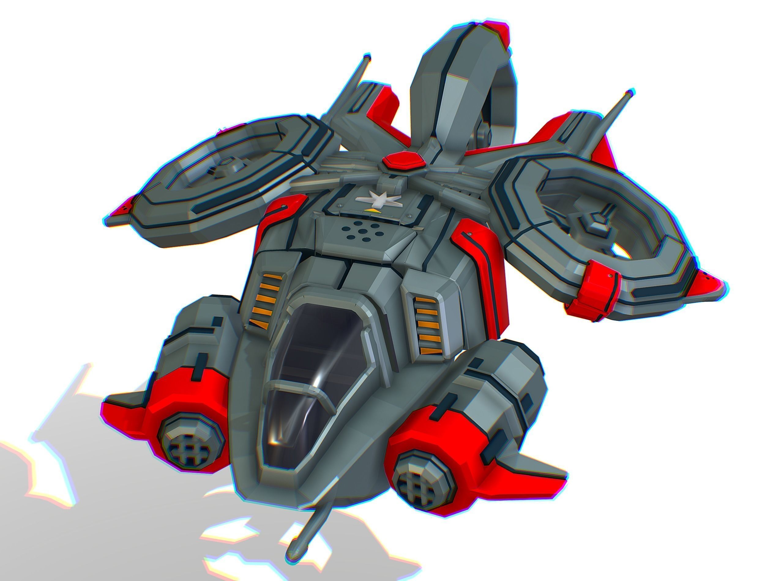 Animated Flying Military Drone 3D model_5