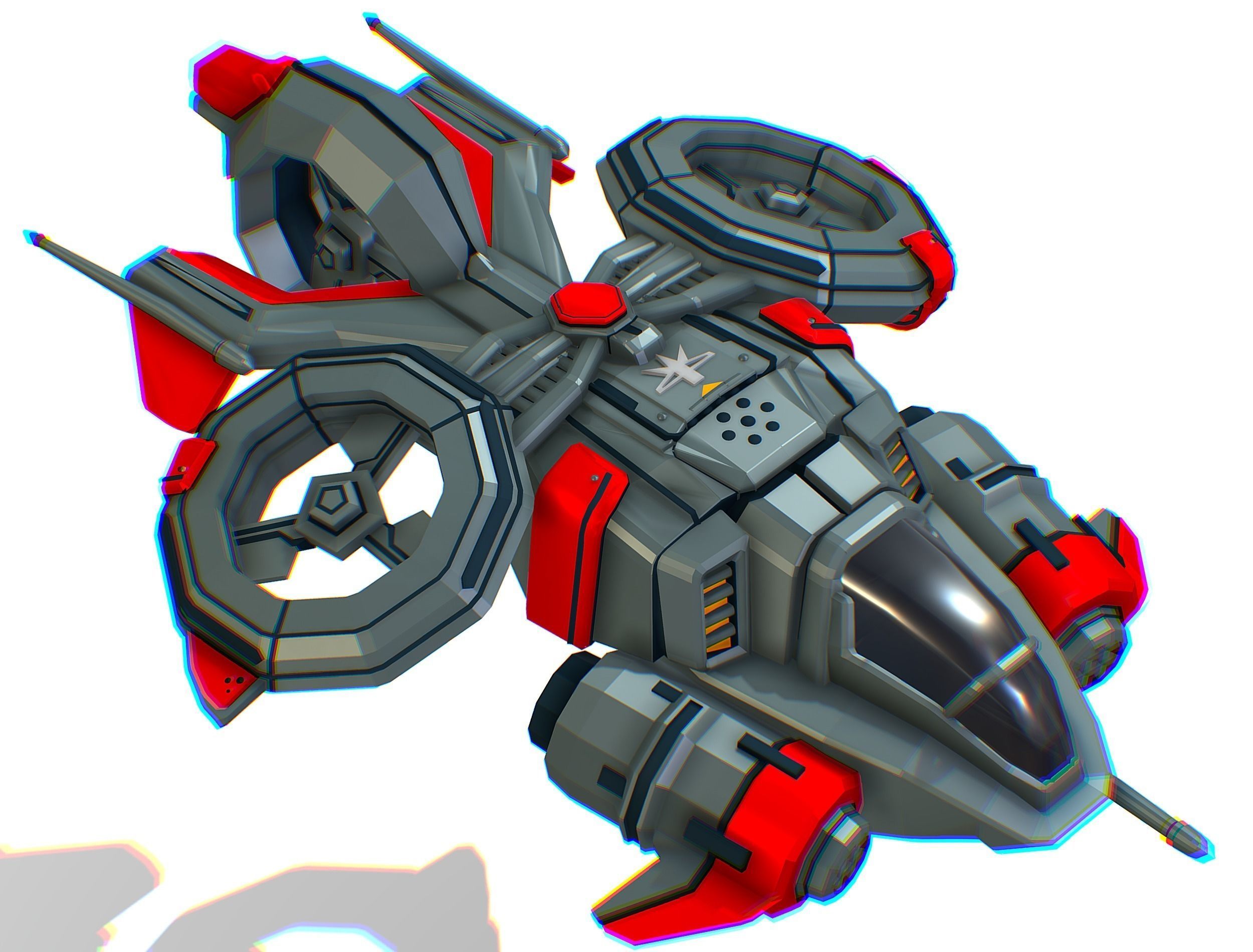 Animated Flying Military Drone 3D model_34