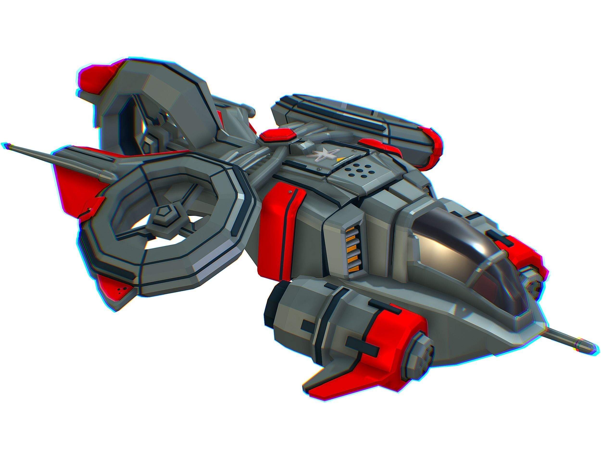 Animated Flying Military Drone 3D model_11