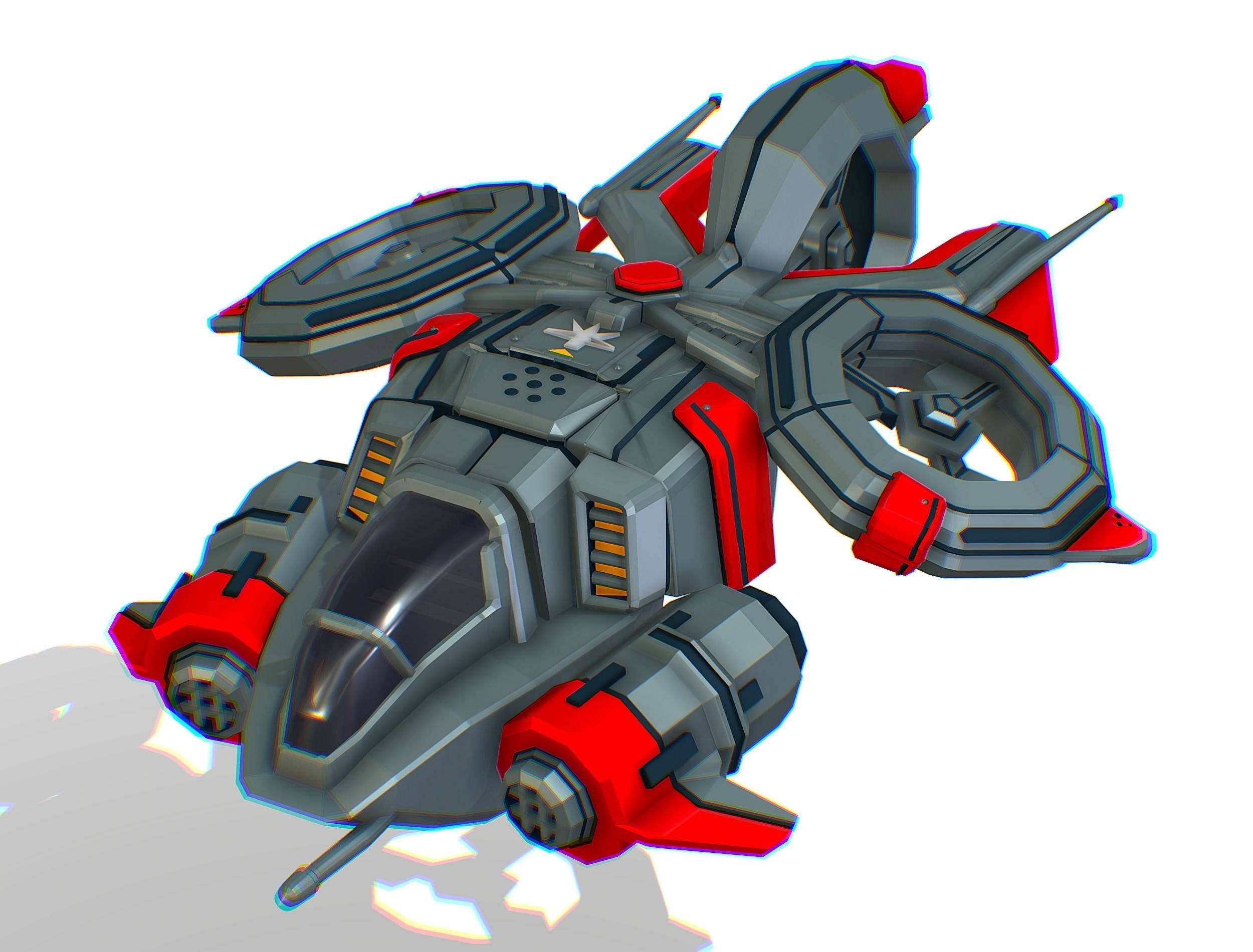 Animated Flying Military Drone 3D model_4