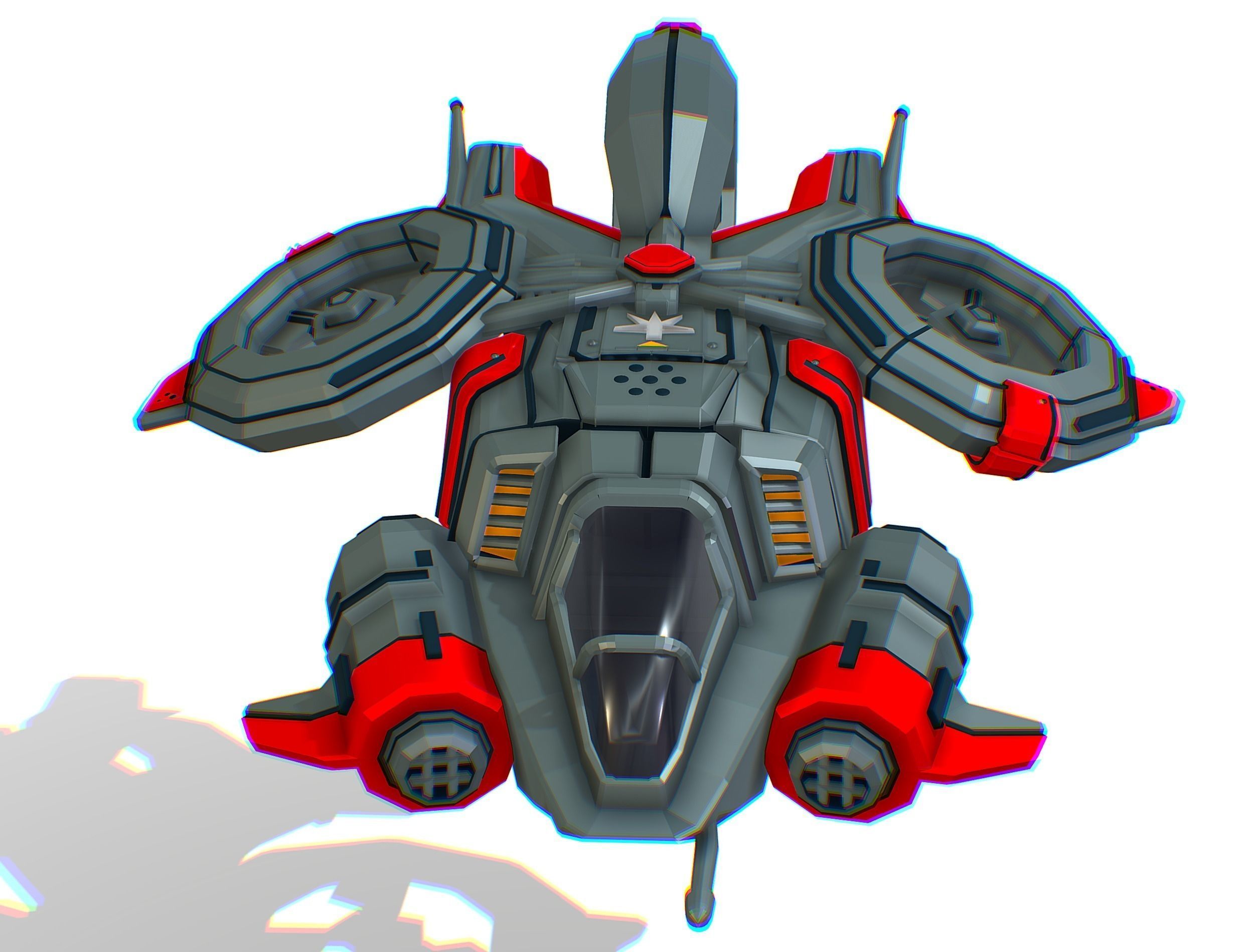 Animated Flying Military Drone 3D model_7