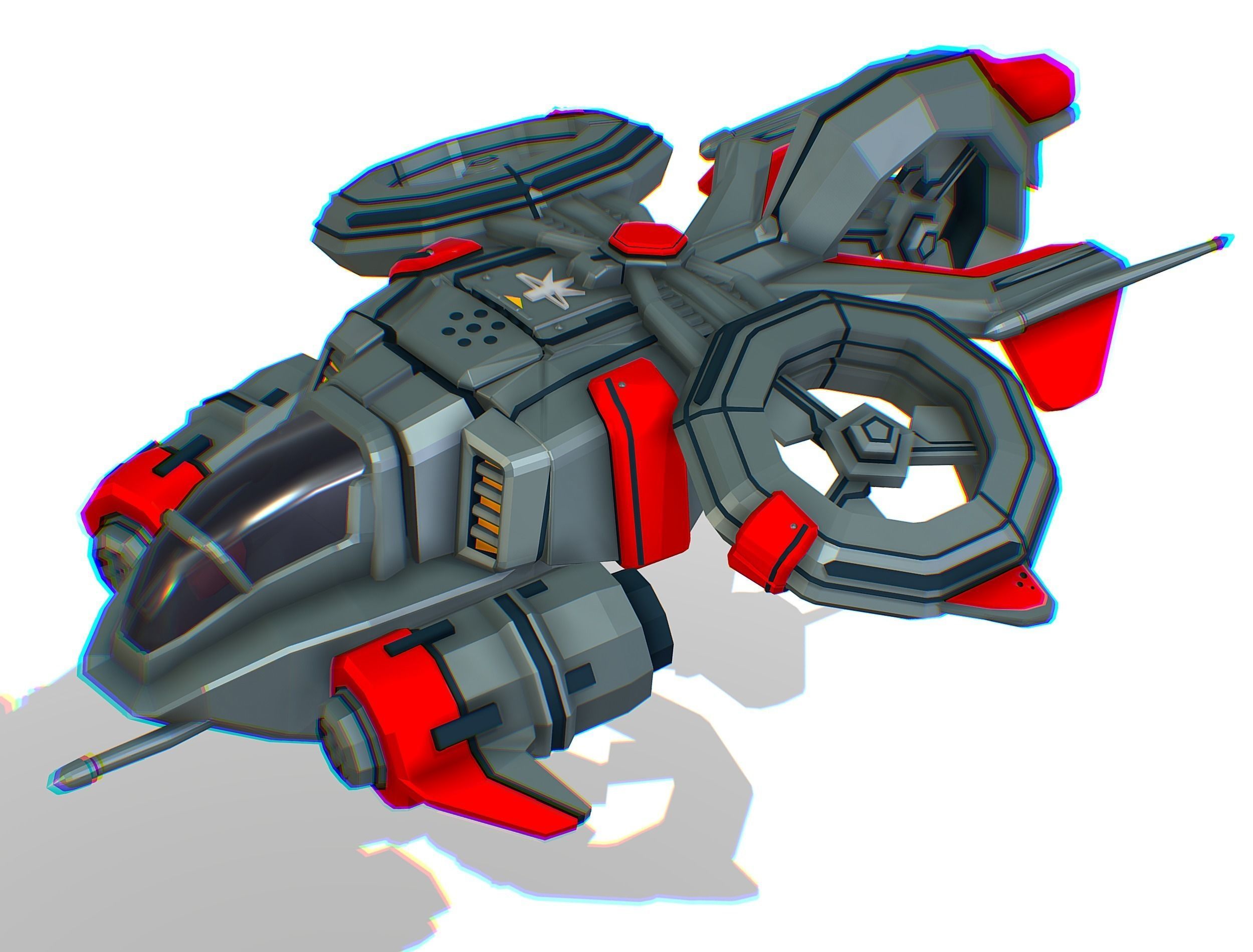 Animated Flying Military Drone 3D model_2