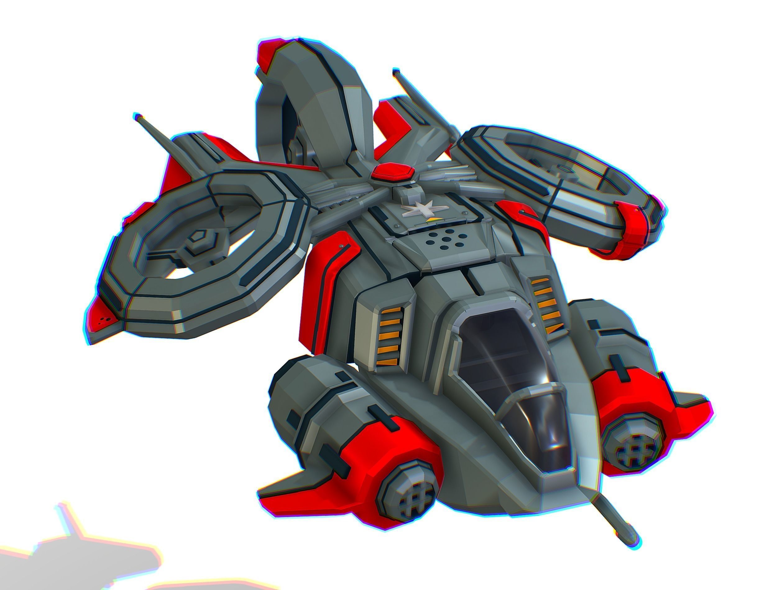 Animated Flying Military Drone 3D model_9