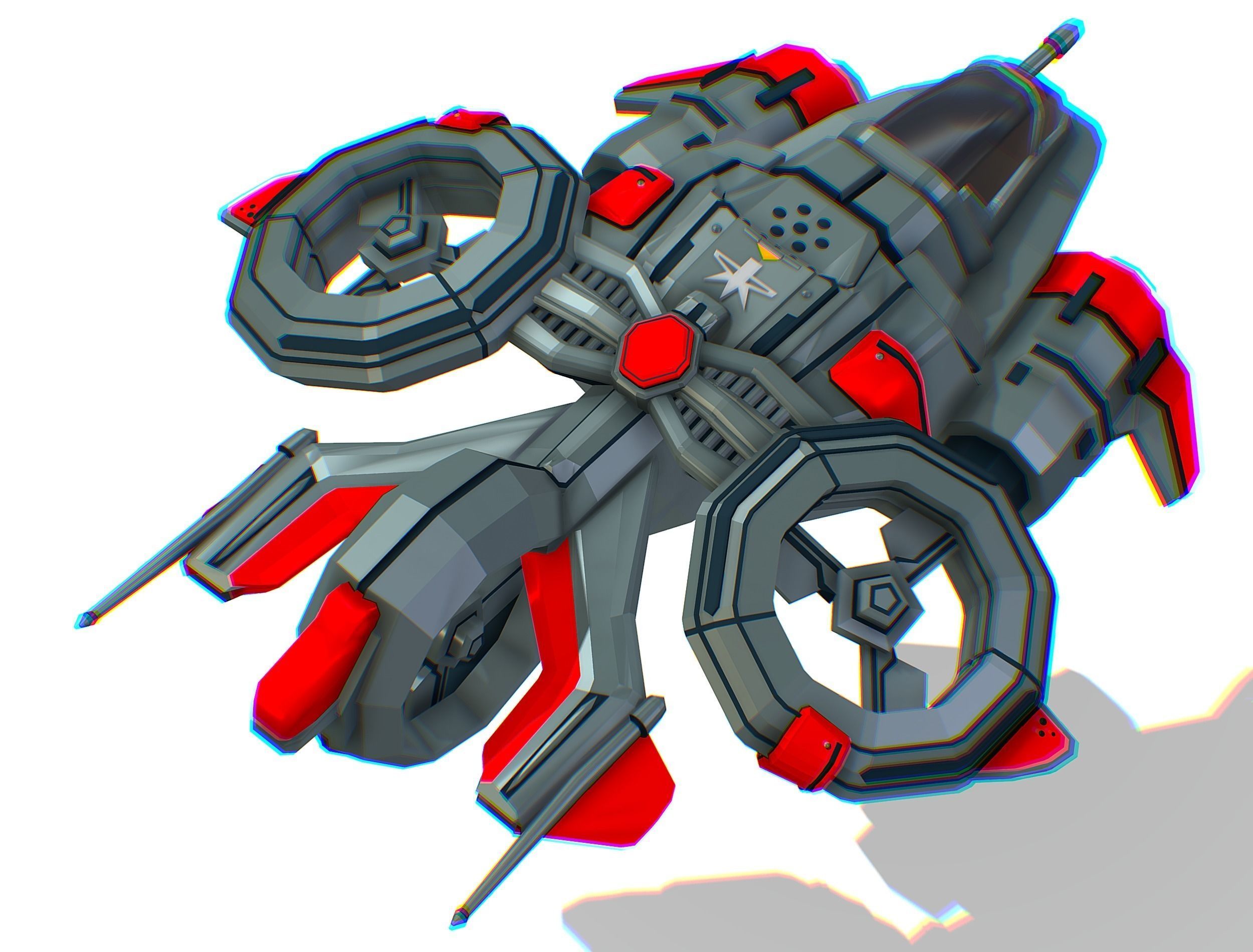 Animated Flying Military Drone 3D model_35