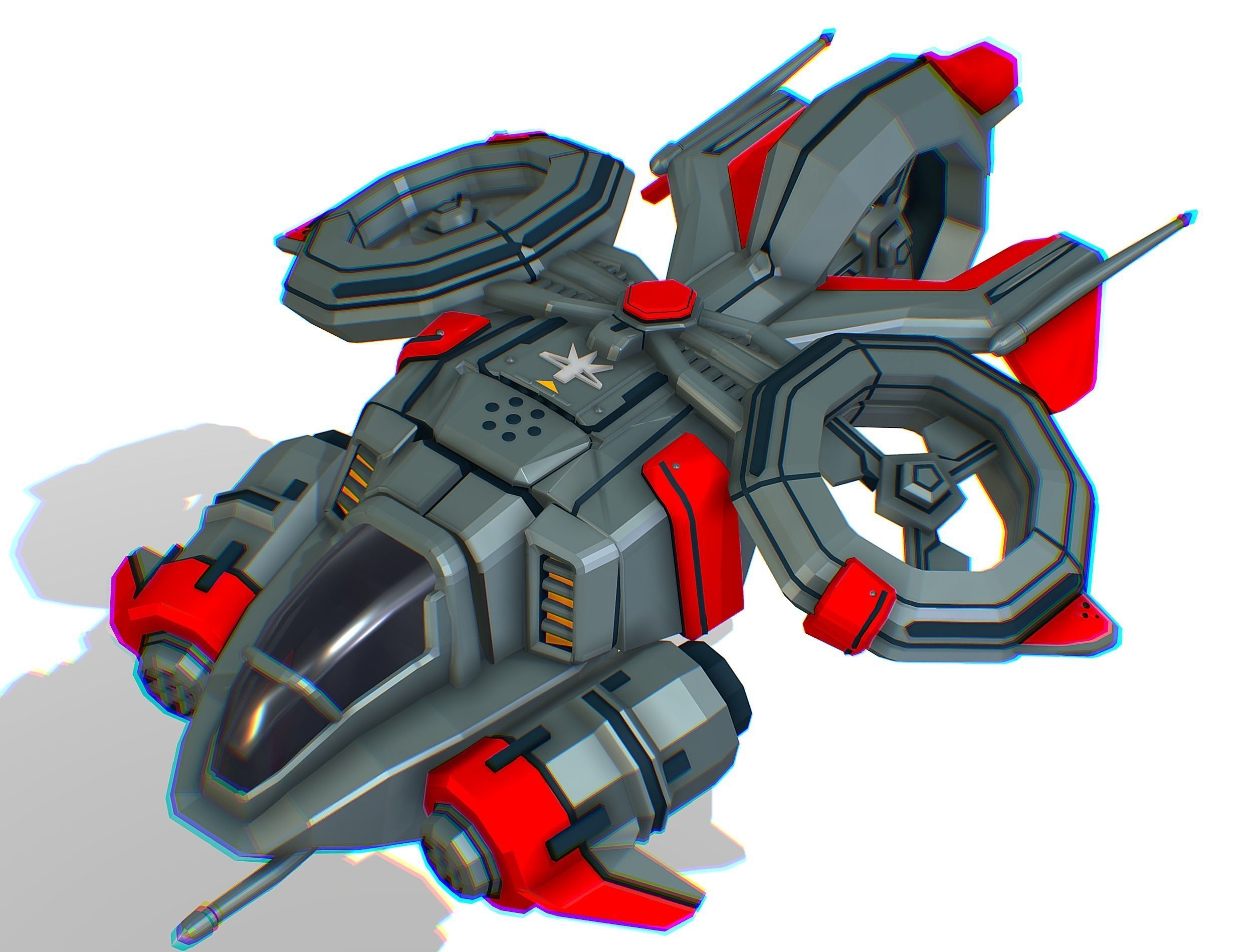 Animated Flying Military Drone 3D model_33