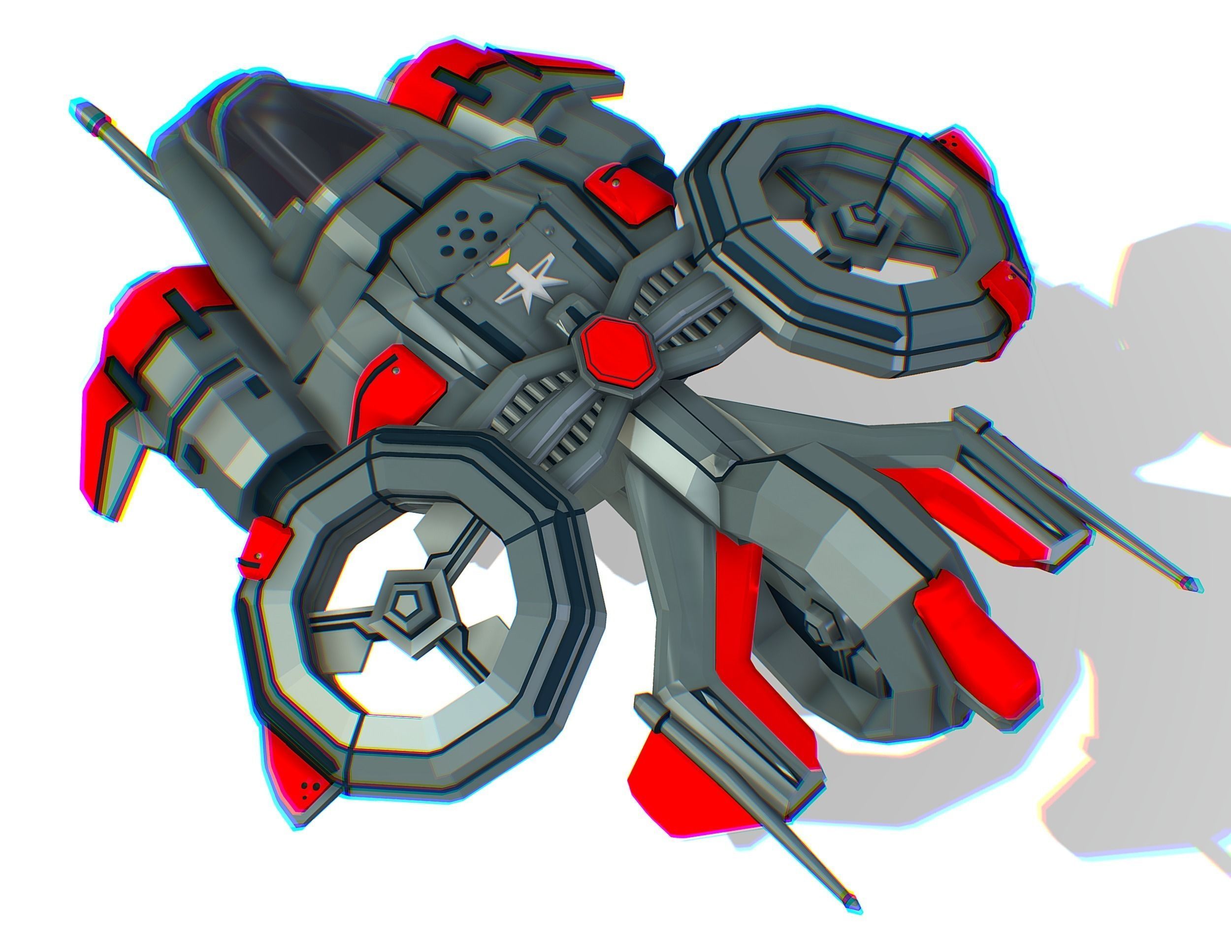 Animated Flying Military Drone 3D model_36