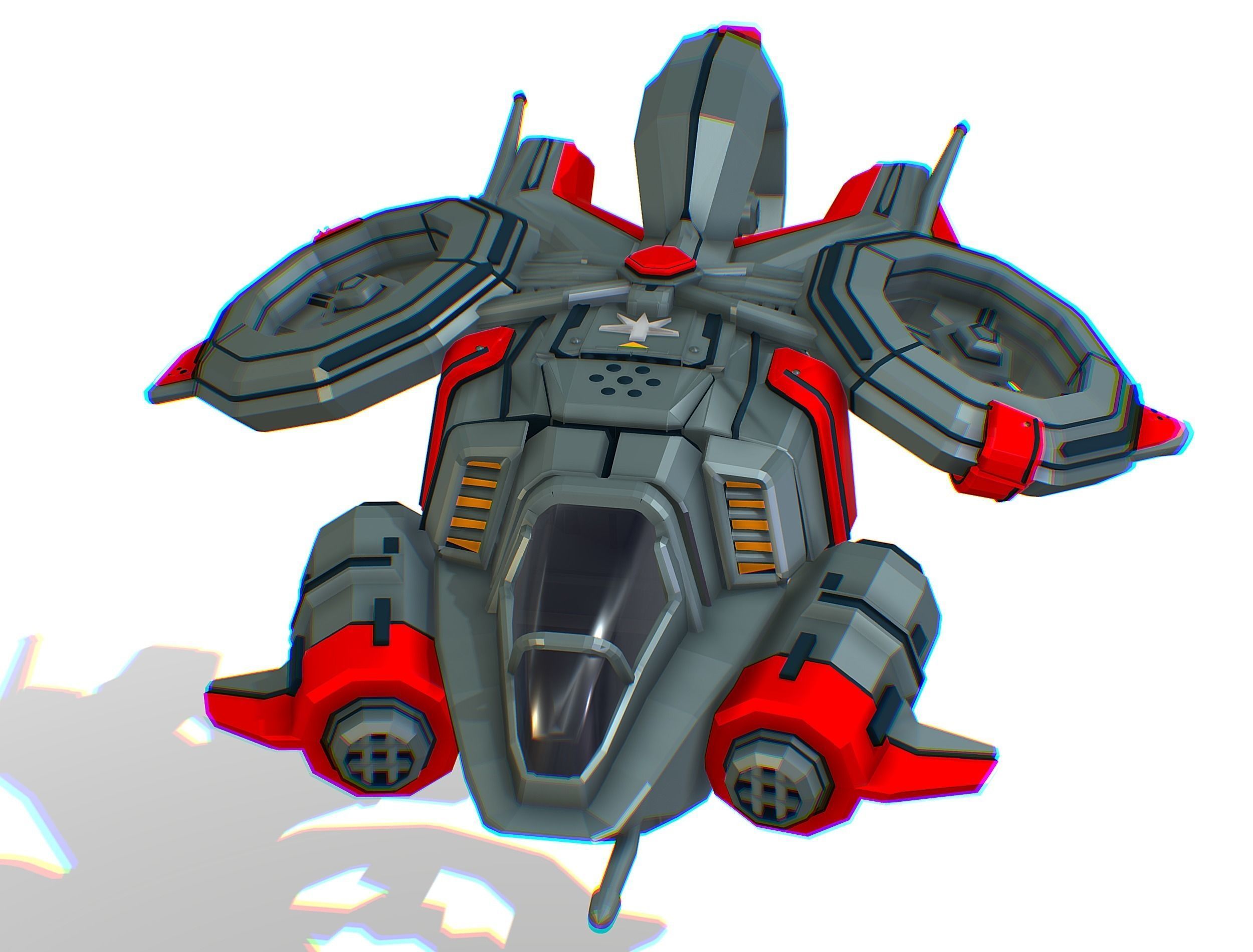 Animated Flying Military Drone 3D model_6