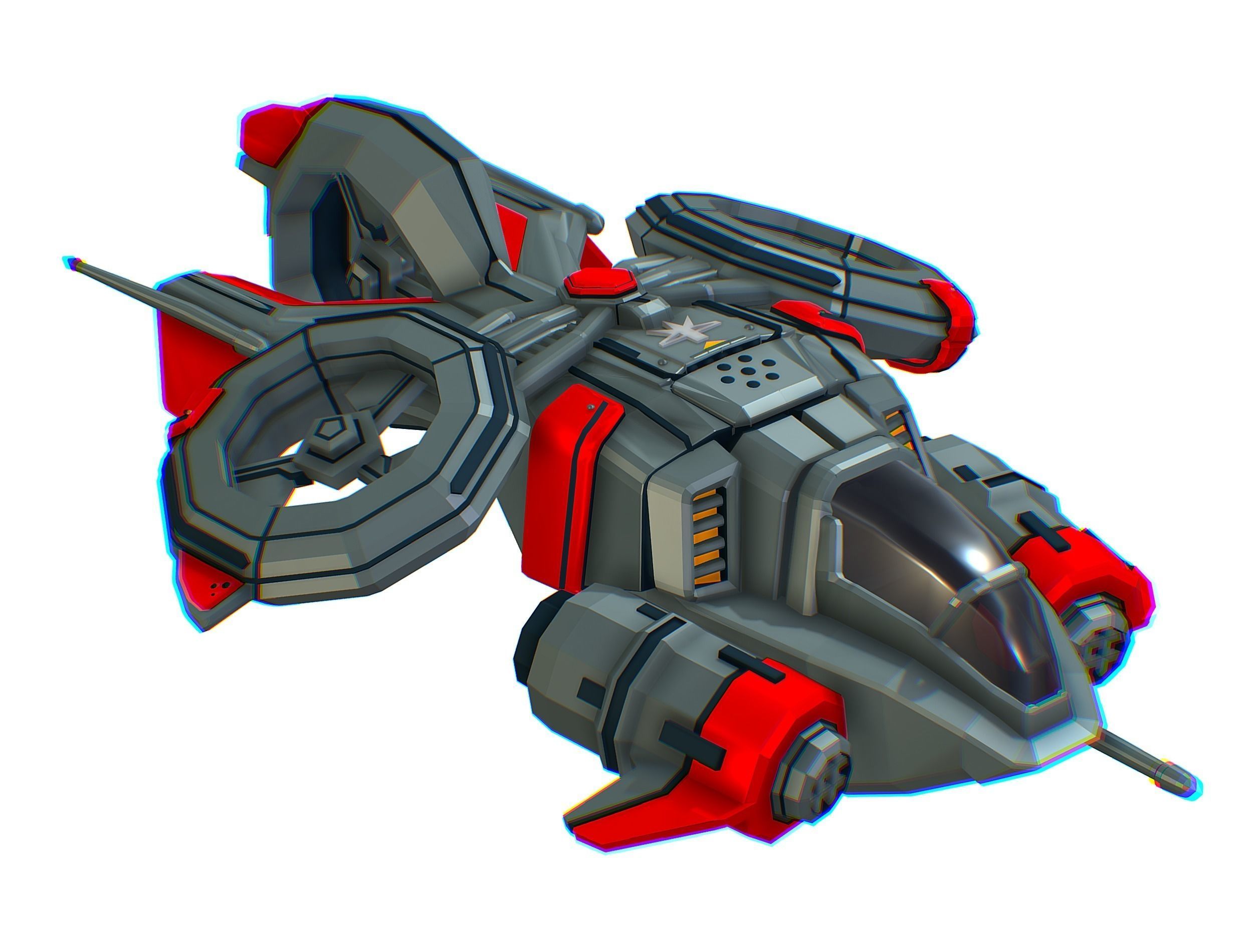 Animated Flying Military Drone 3D model_10