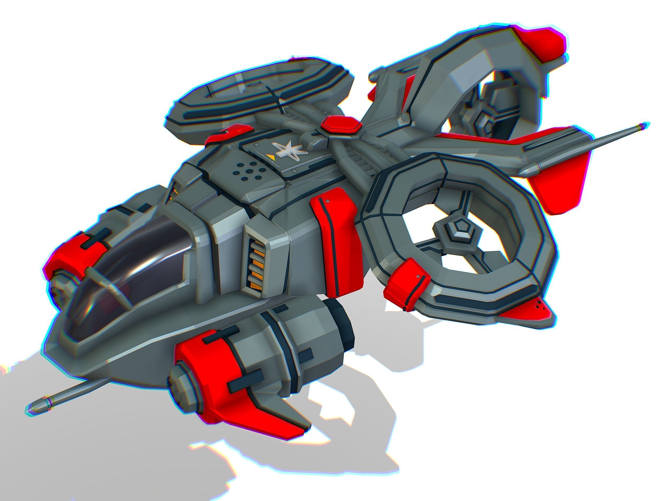 Animated Flying Military Drone 3D model_1