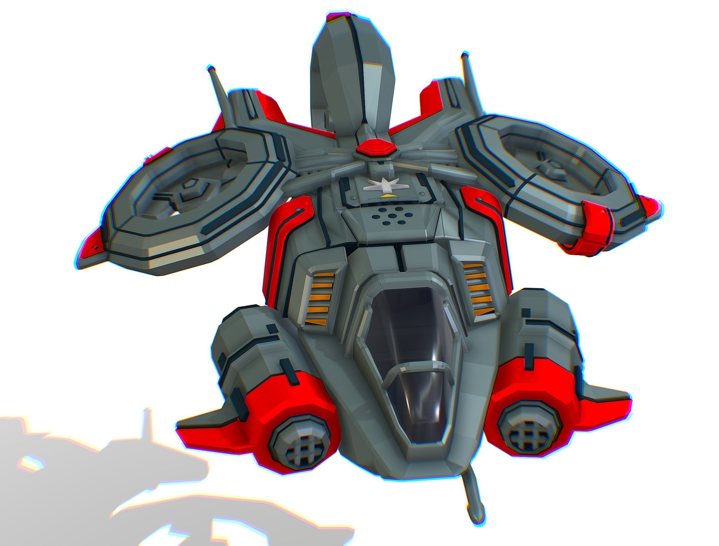 Animated Flying Military Drone 3D model_8