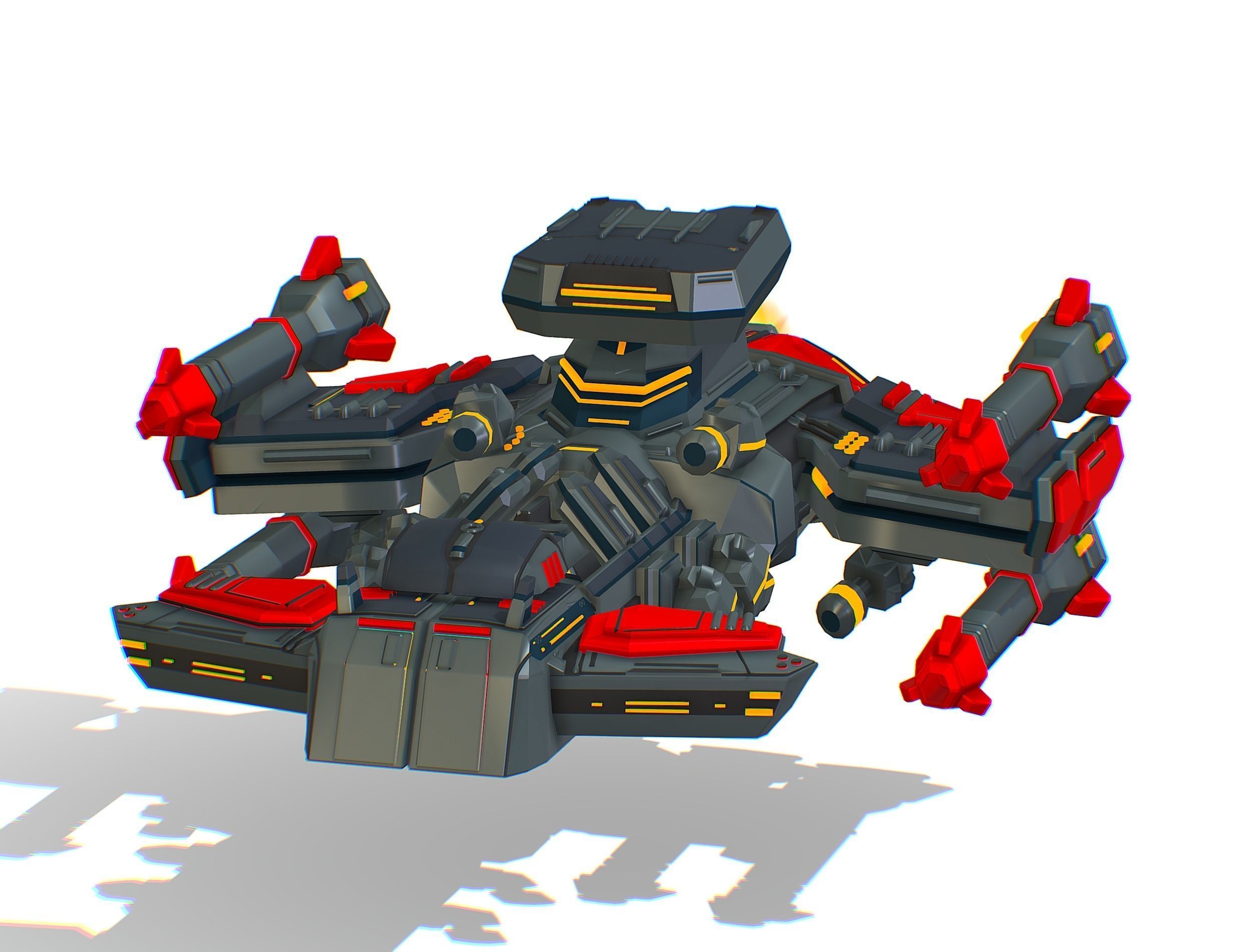 Animated Flying Military Battlecruiser Low-poly 3D model_6