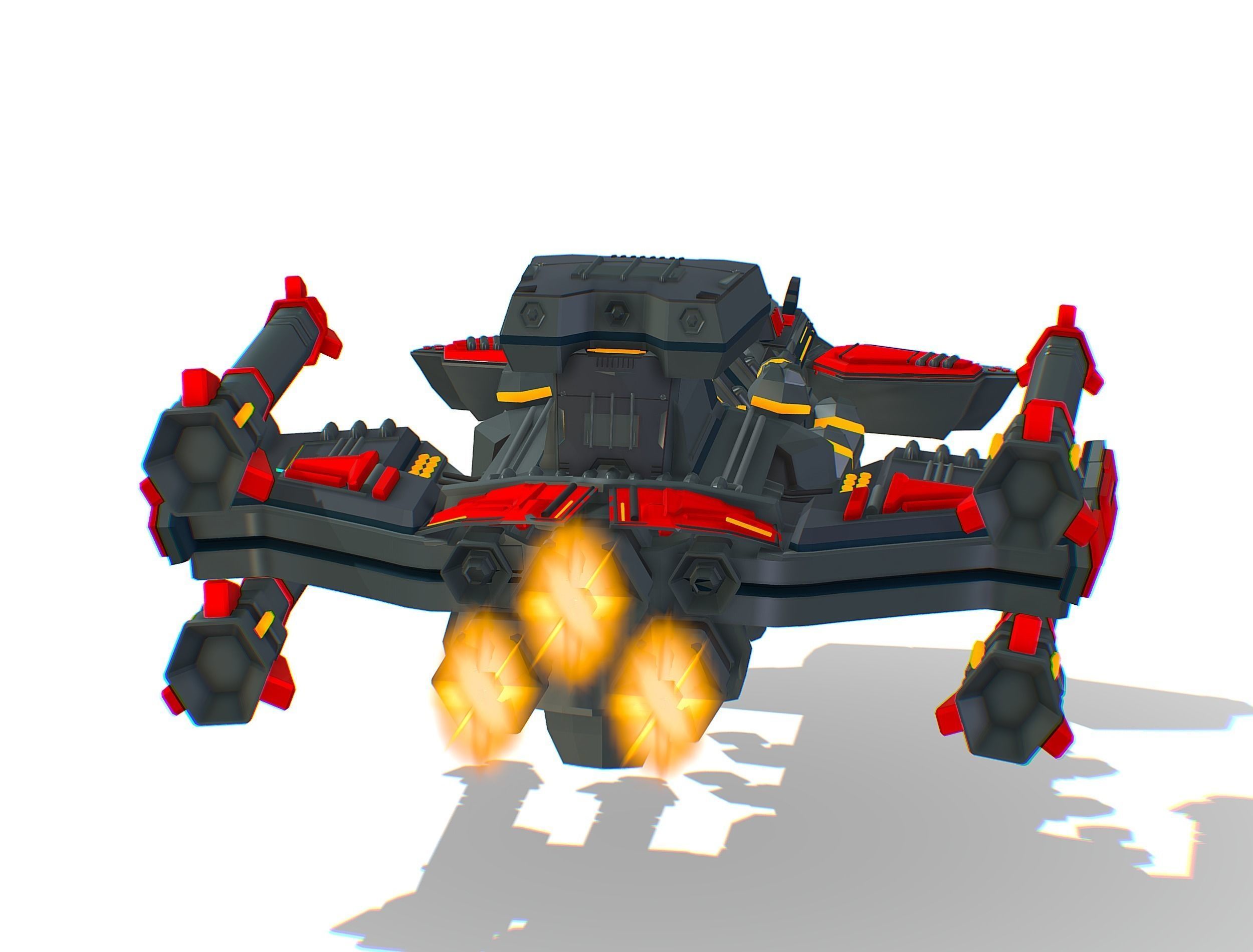 Animated Flying Military Battlecruiser Low-poly 3D model_18