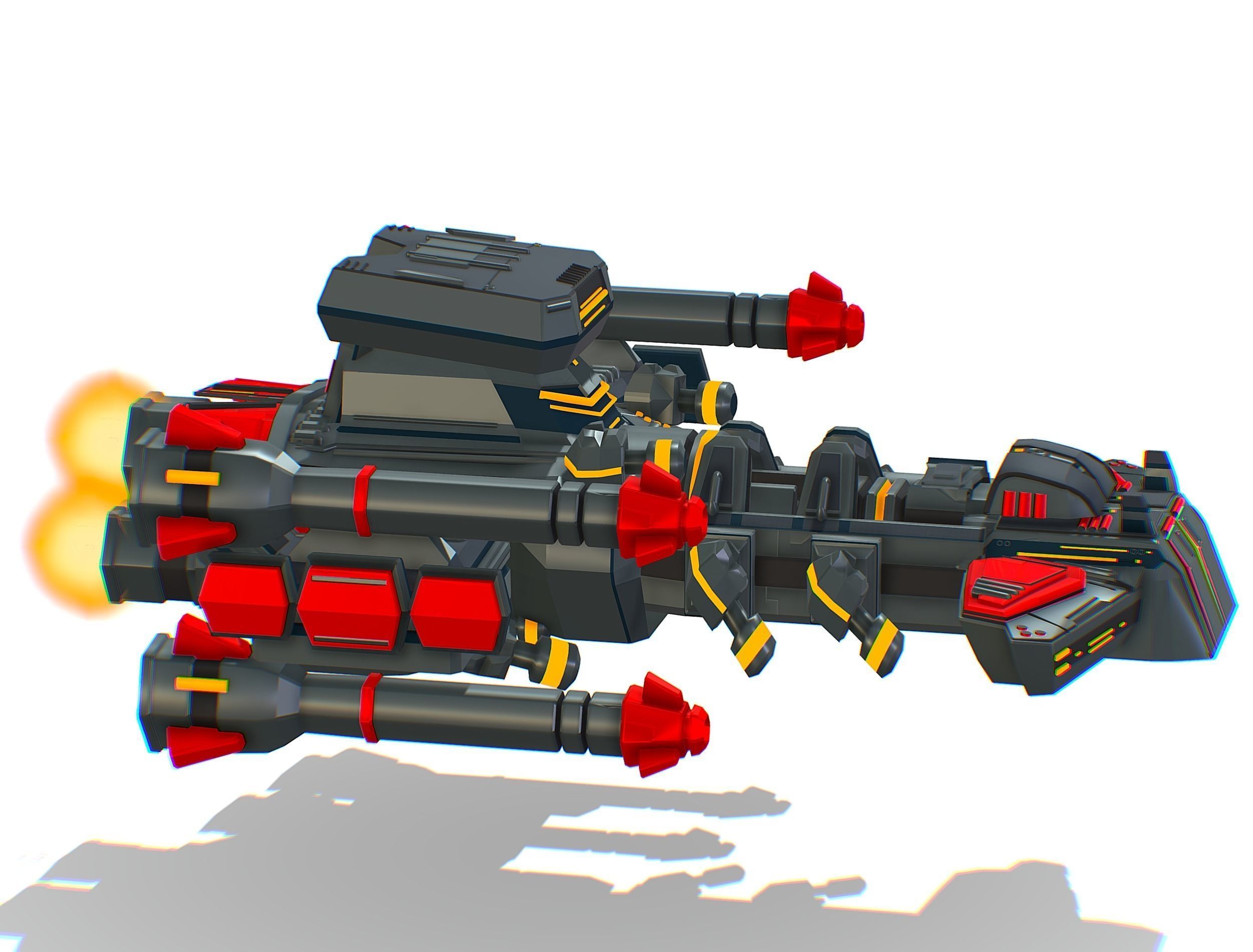 Animated Flying Military Battlecruiser Low-poly 3D model_12