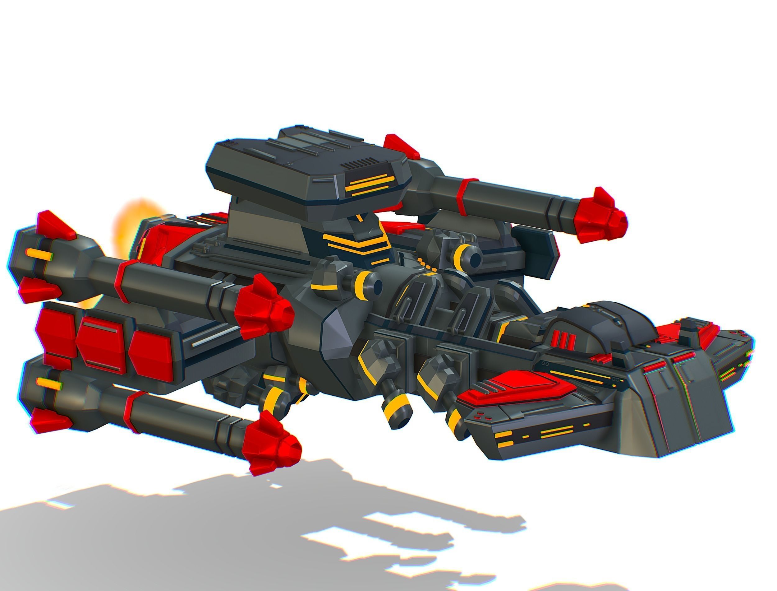 Animated Flying Military Battlecruiser Low-poly 3D model_10