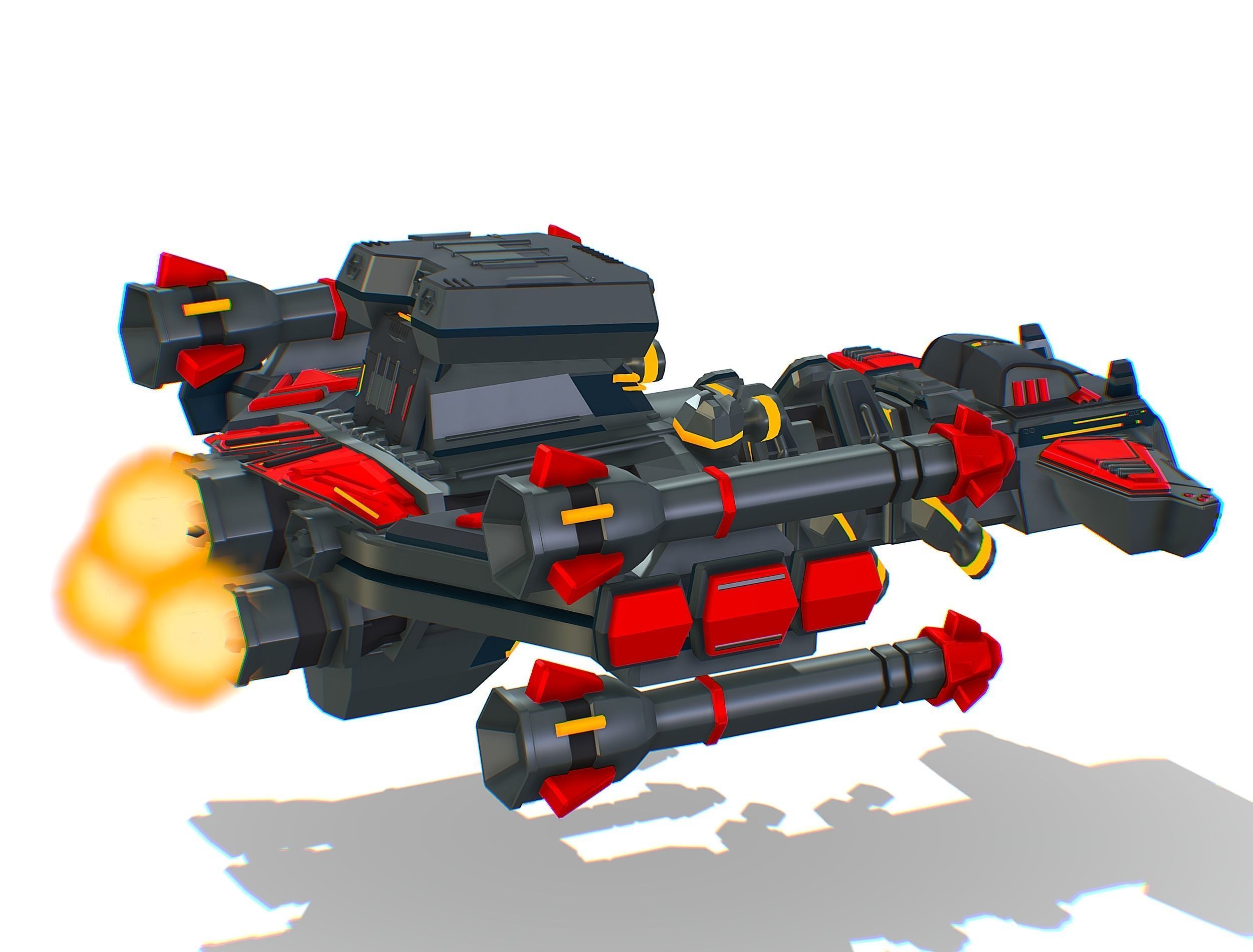 Animated Flying Military Battlecruiser Low-poly 3D model_15