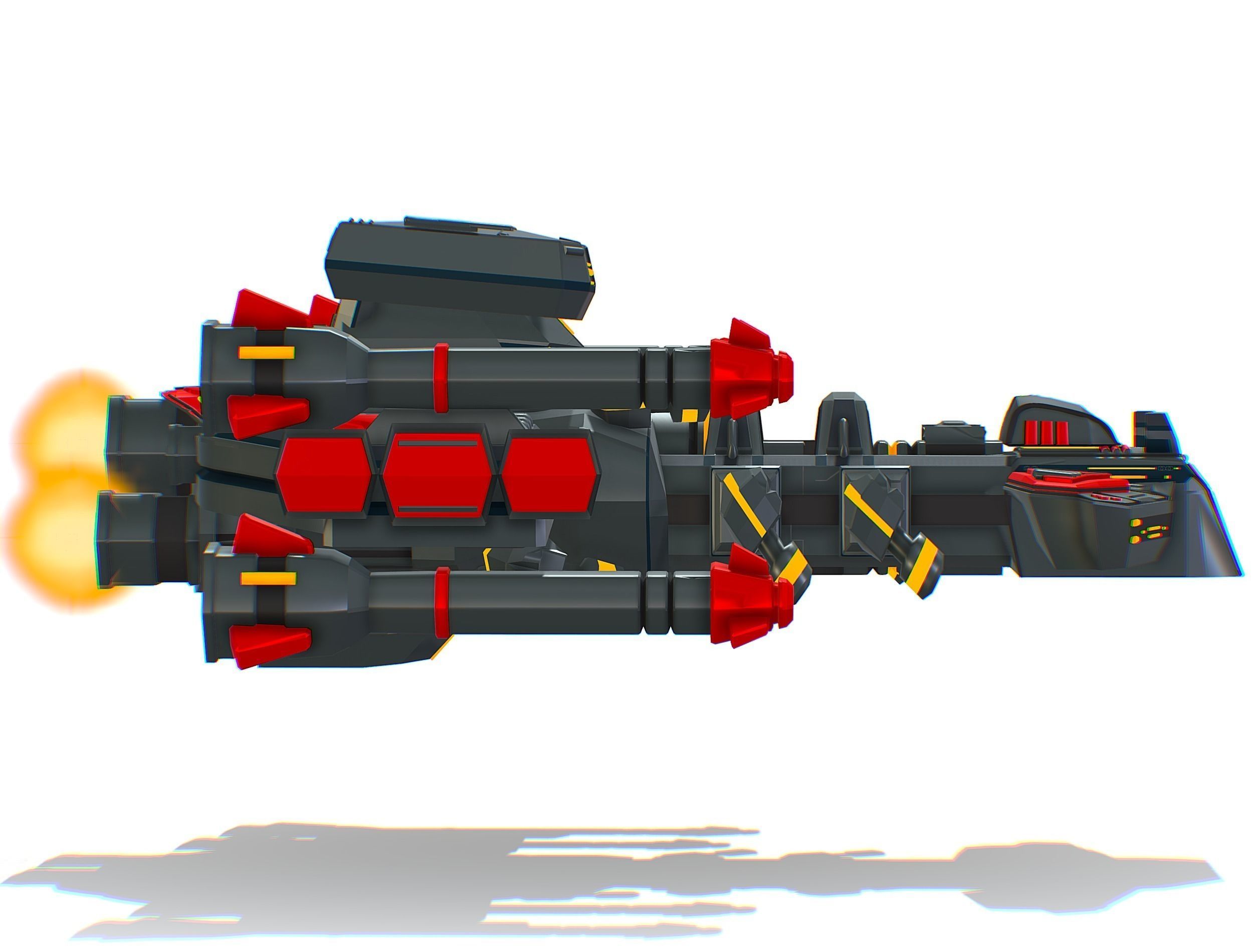 Animated Flying Military Battlecruiser Low-poly 3D model_28
