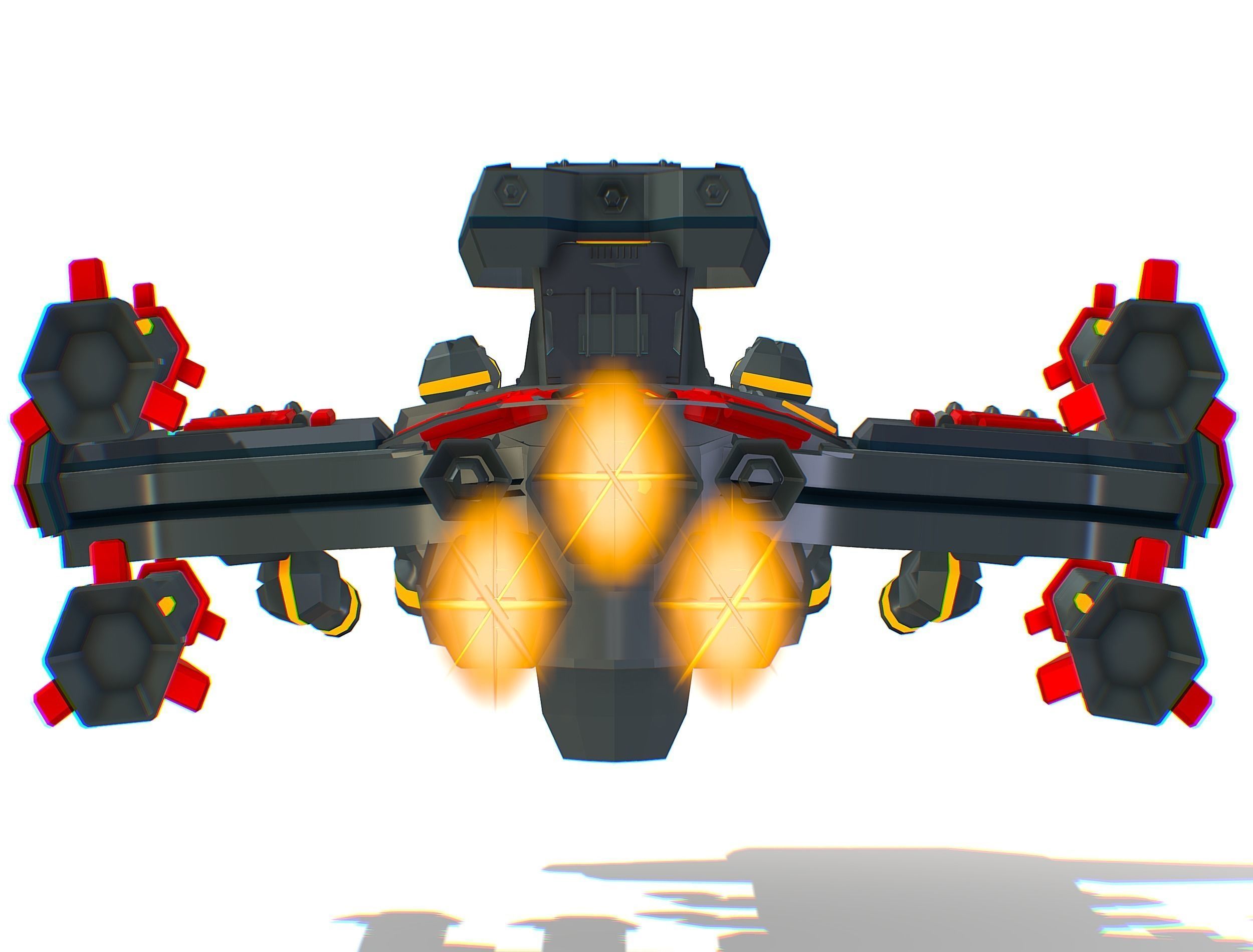 Animated Flying Military Battlecruiser Low-poly 3D model_29